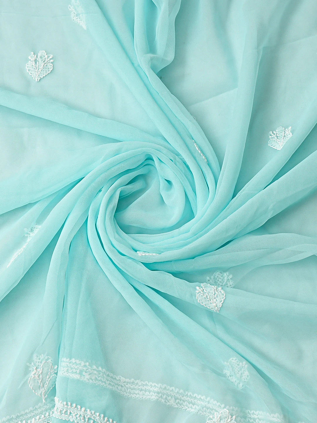 Ada Hand Embroidered Ice Blue Georgette Lucknowi Chikankari Unstitched Suit Piece 01A823778