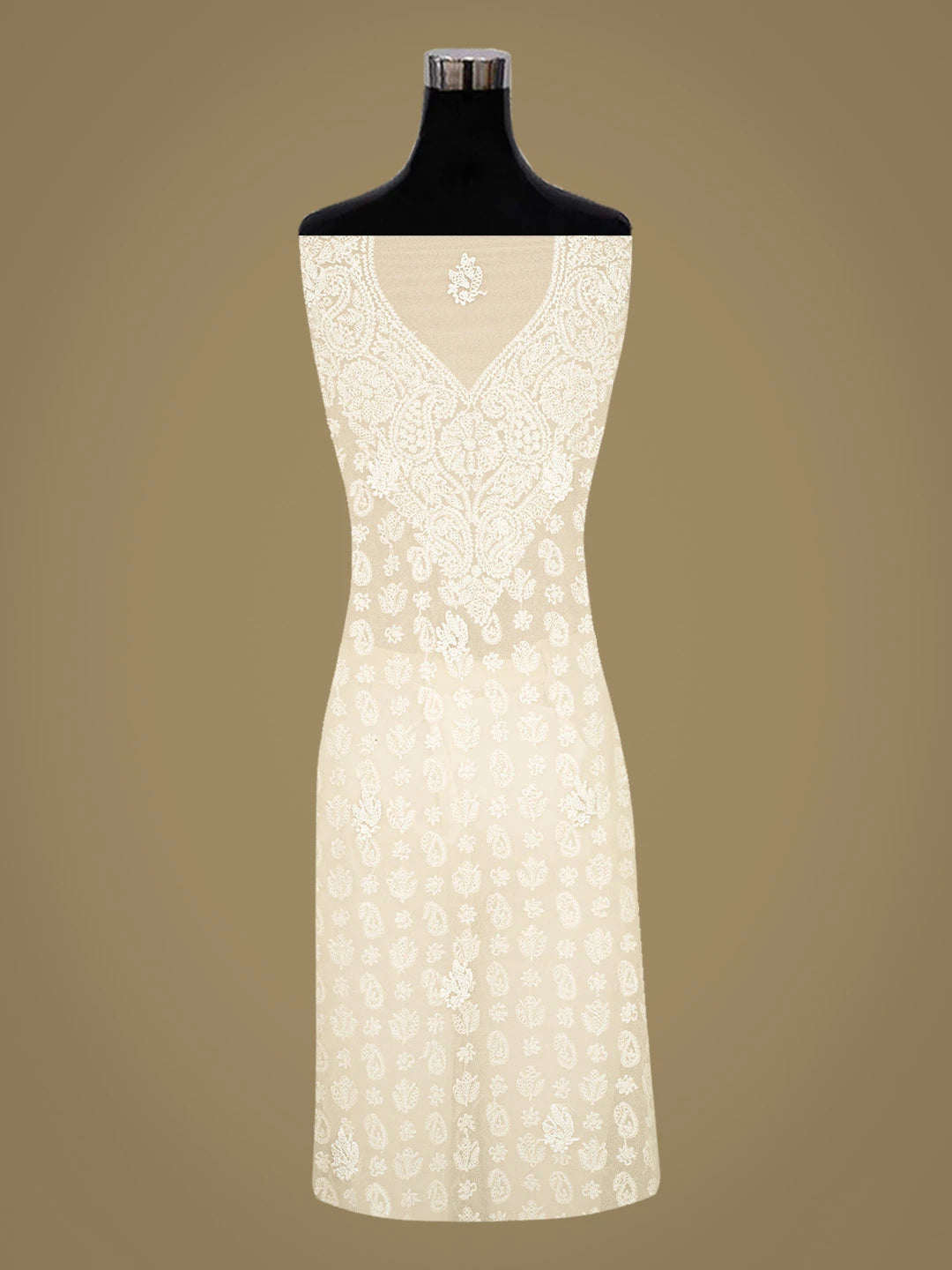Ada Hand Embroidered Light Fawn Georgette Lucknowi Chikankari Unstitched Suit Piece 01A823775