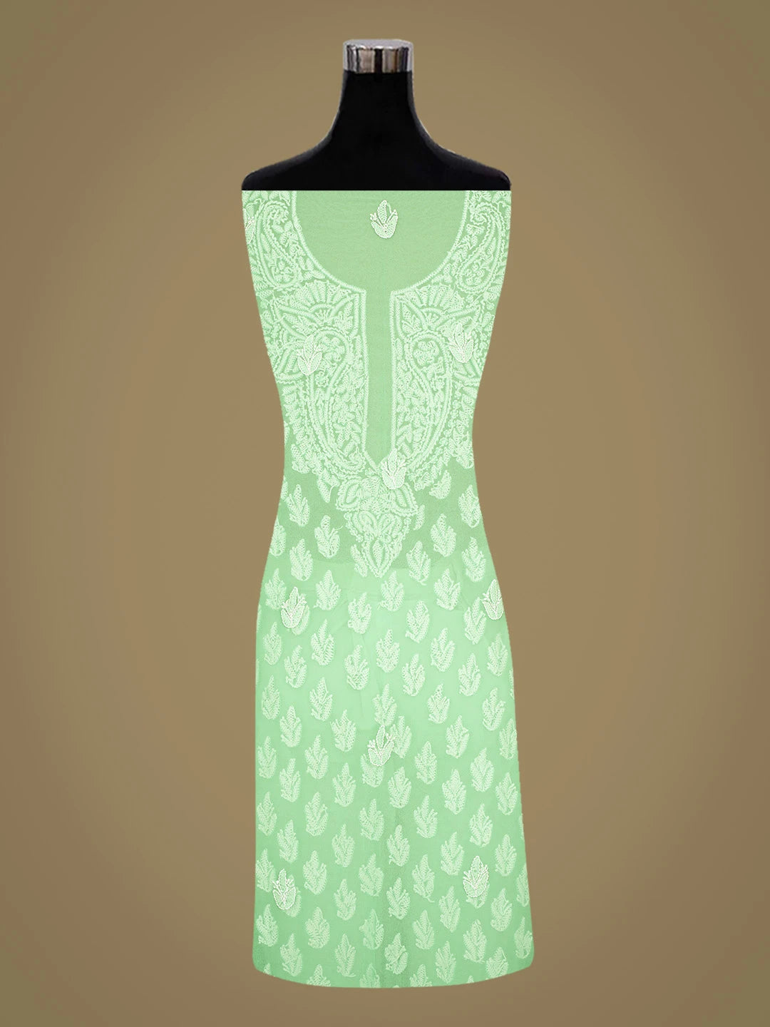 Ada Hand Embroidered Green Georgette Lucknowi Chikankari Unstitched Suit Piece 01A823756