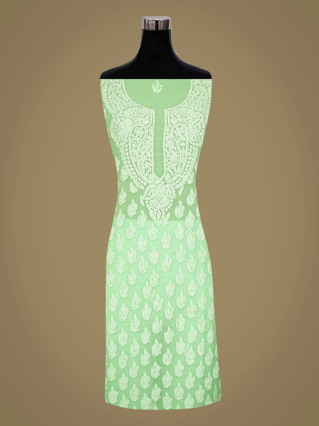 Ada Hand Embroidered Green Georgette Lucknowi Chikankari Unstitched Suit Piece 01A823756
