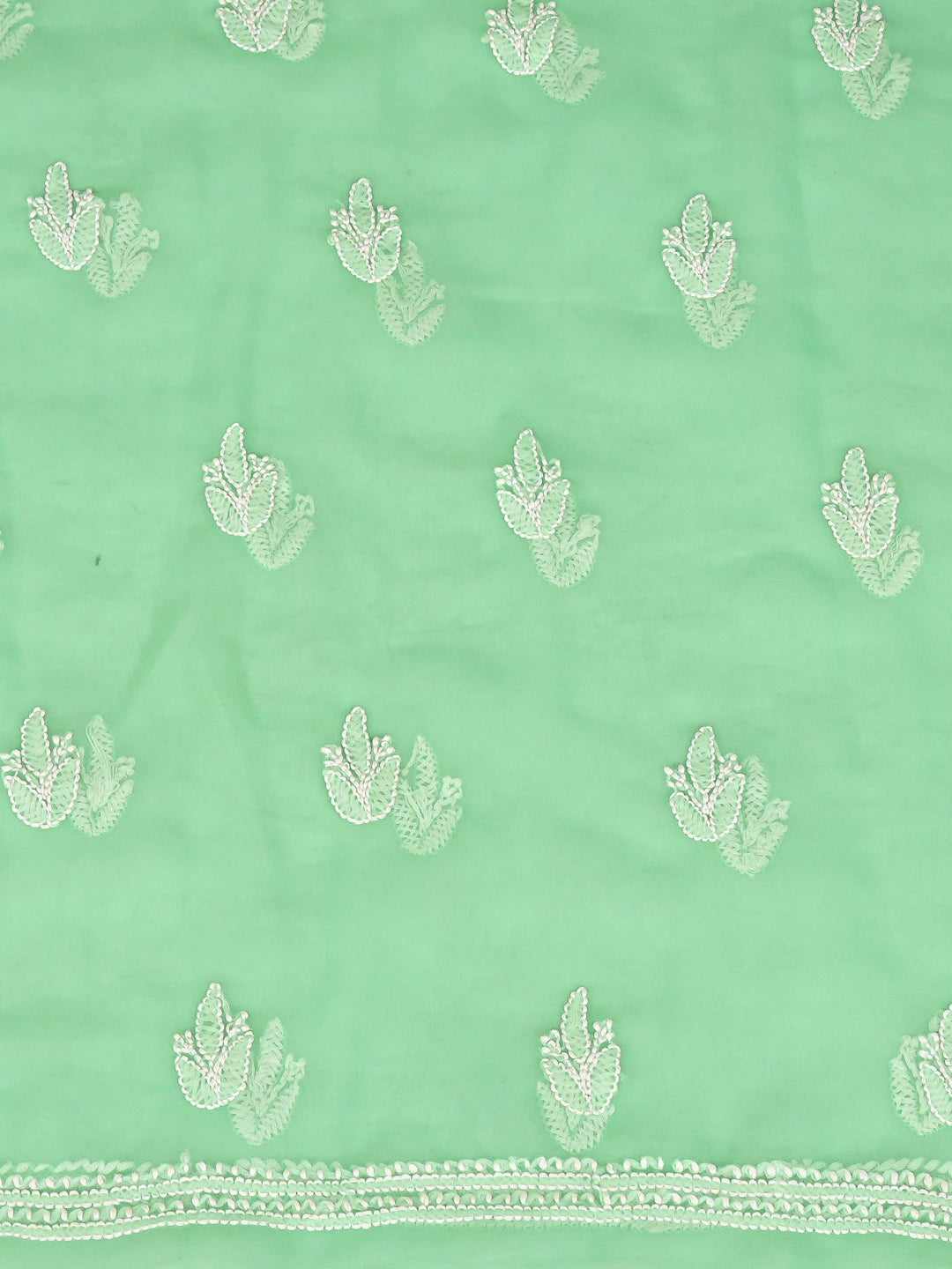 Ada Hand Embroidered Green Georgette Lucknowi Chikankari Unstitched Suit Piece 01A823756