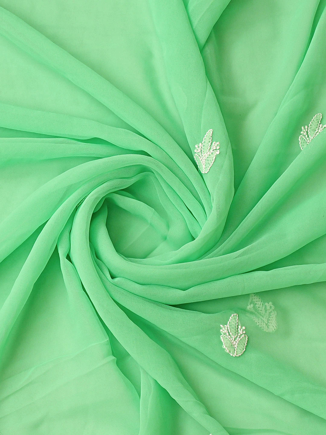 Ada Hand Embroidered Green Georgette Lucknowi Chikankari Unstitched Suit Piece 01A823756