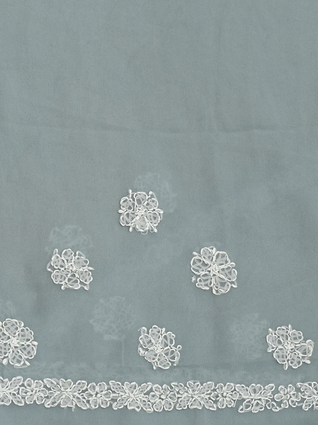 Ada Hand Embroidered Grey Georgette Lucknowi Chikankari Saree and Blouse 01A823334