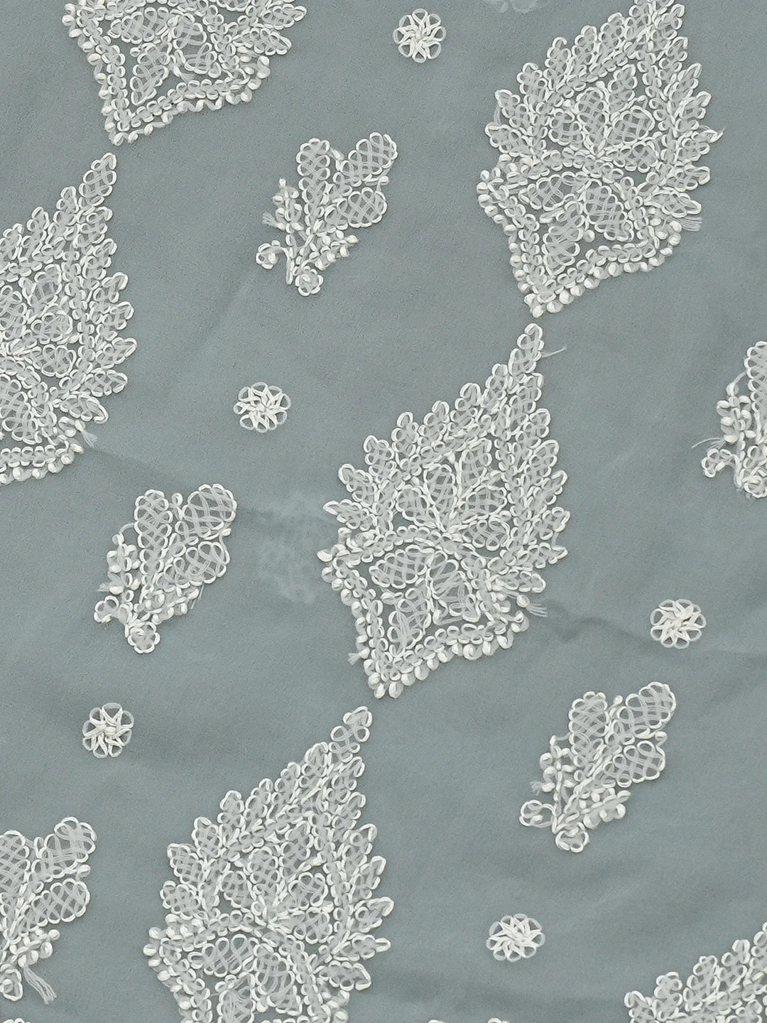 Ada Hand Embroidered Grey Georgette Lucknowi Chikankari Saree and Blouse 01A823334
