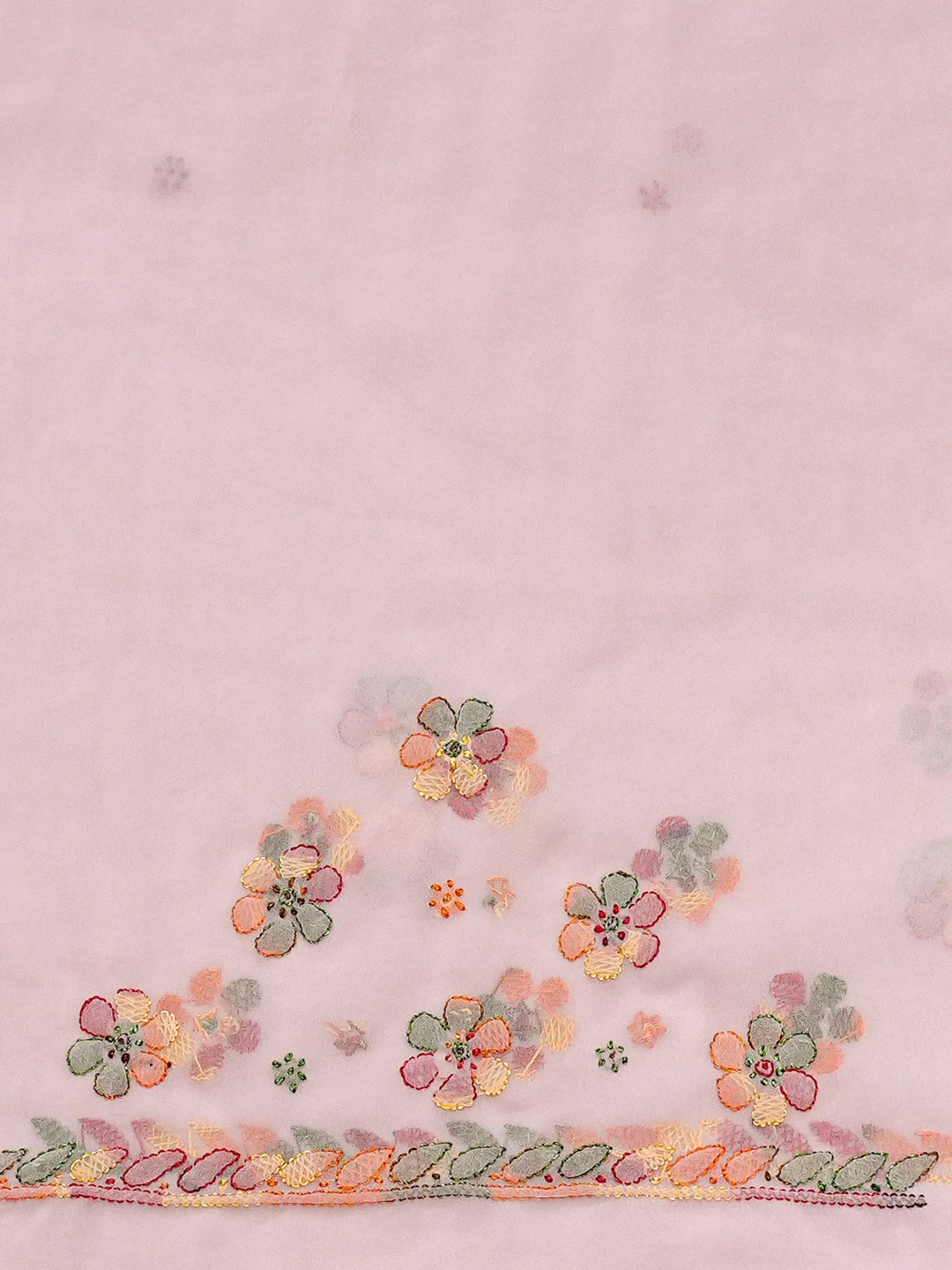 Ada Hand Embroidered Light Pink Georgette Lucknowi Chikankari Saree and Blouse 01A823388