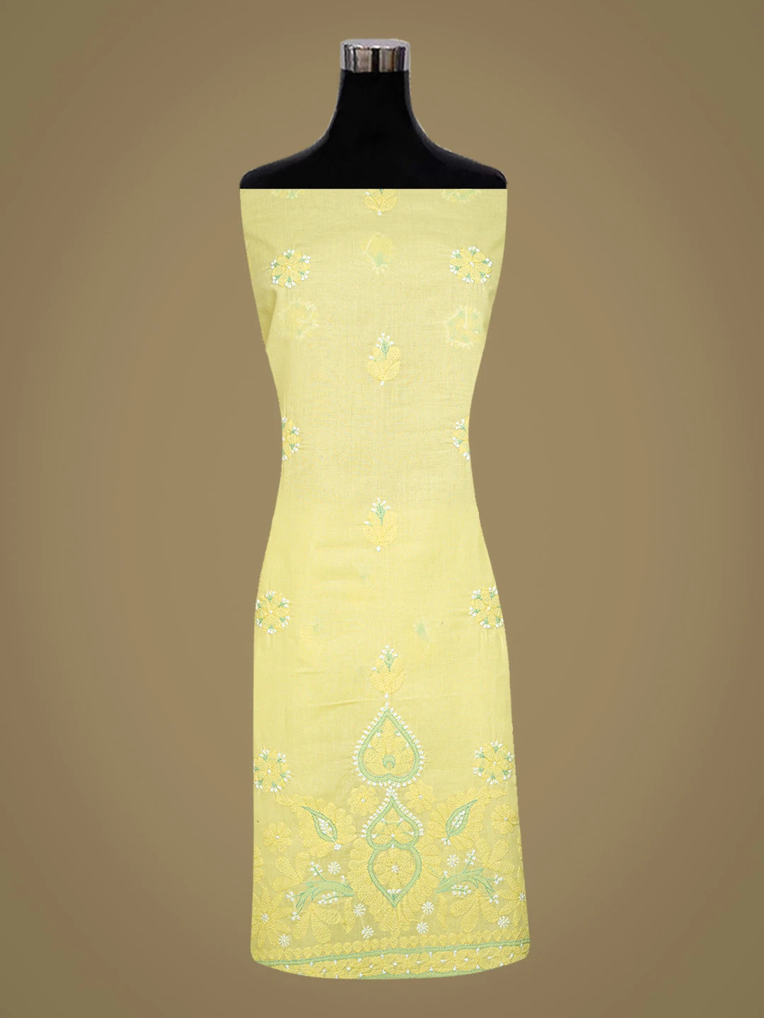 Ada Hand Embroidered Lemon Cotton Lucknowi Chikankari Unstitched Suit Piece 01A818748