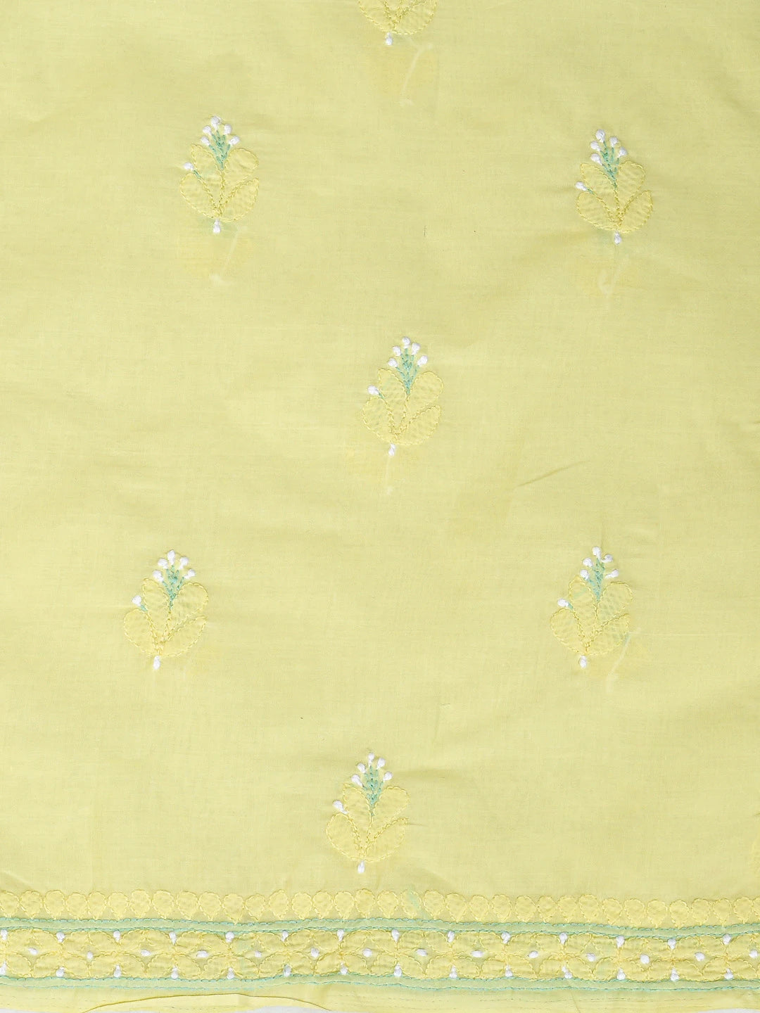 Ada Hand Embroidered Lemon Cotton Lucknowi Chikankari Unstitched Suit Piece 01A818748