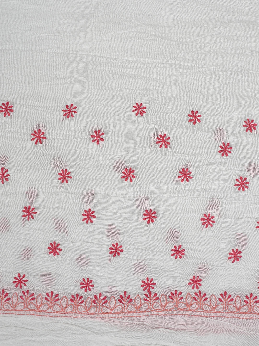 Ada Hand Embroidered White Cotton Lucknowi Chikankari Saree With Blouse 01A821769
