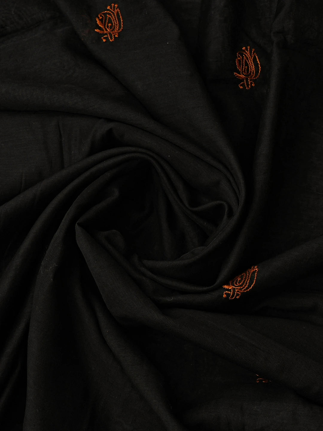 Ada Hand Embroidered Black Chanderi Lucknowi Chikankari Unstitched Kurta Dupatta Set 01A707347