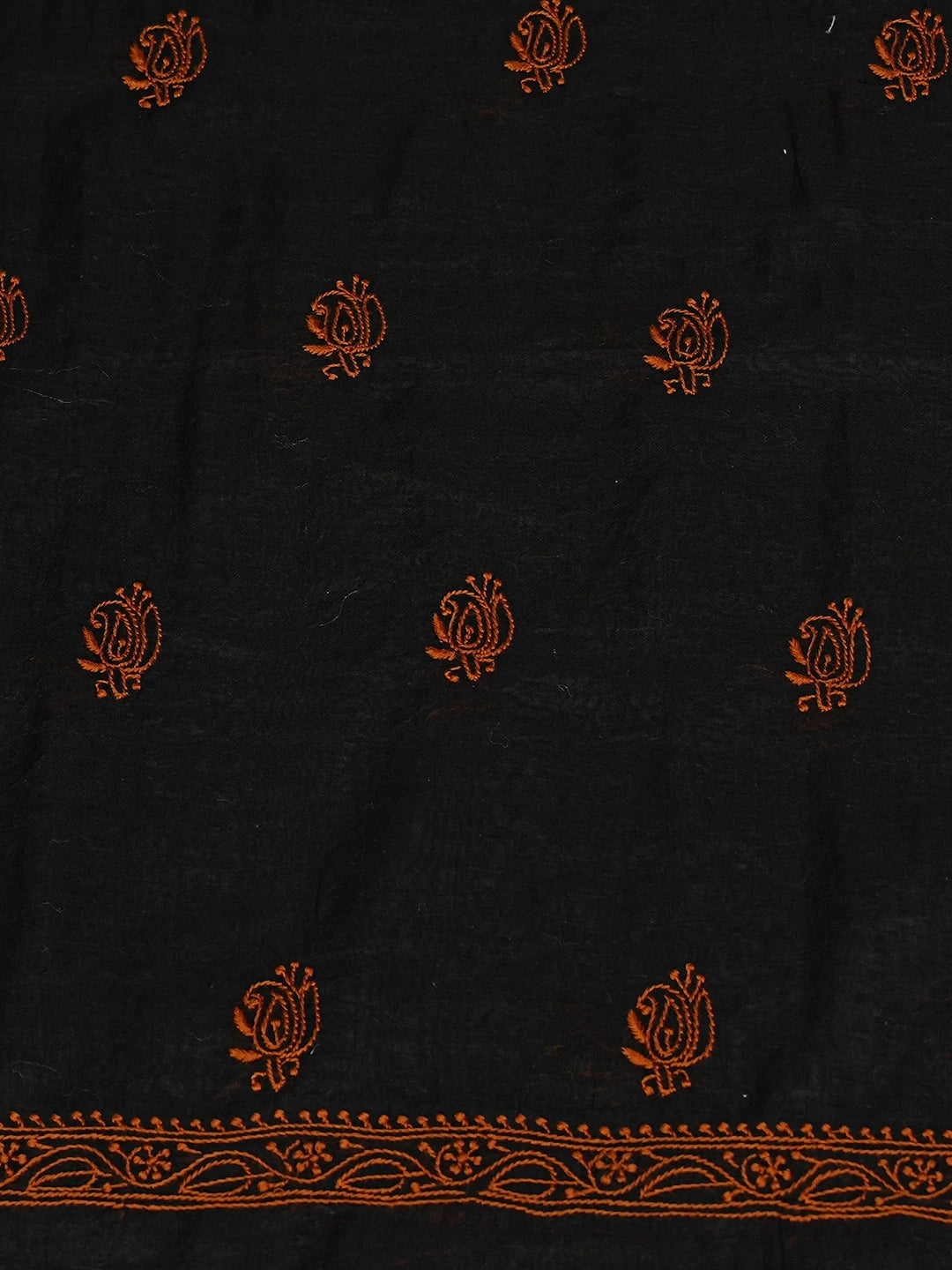 Ada Hand Embroidered Black Chanderi Lucknowi Chikankari Unstitched Kurta Dupatta Set 01A707347
