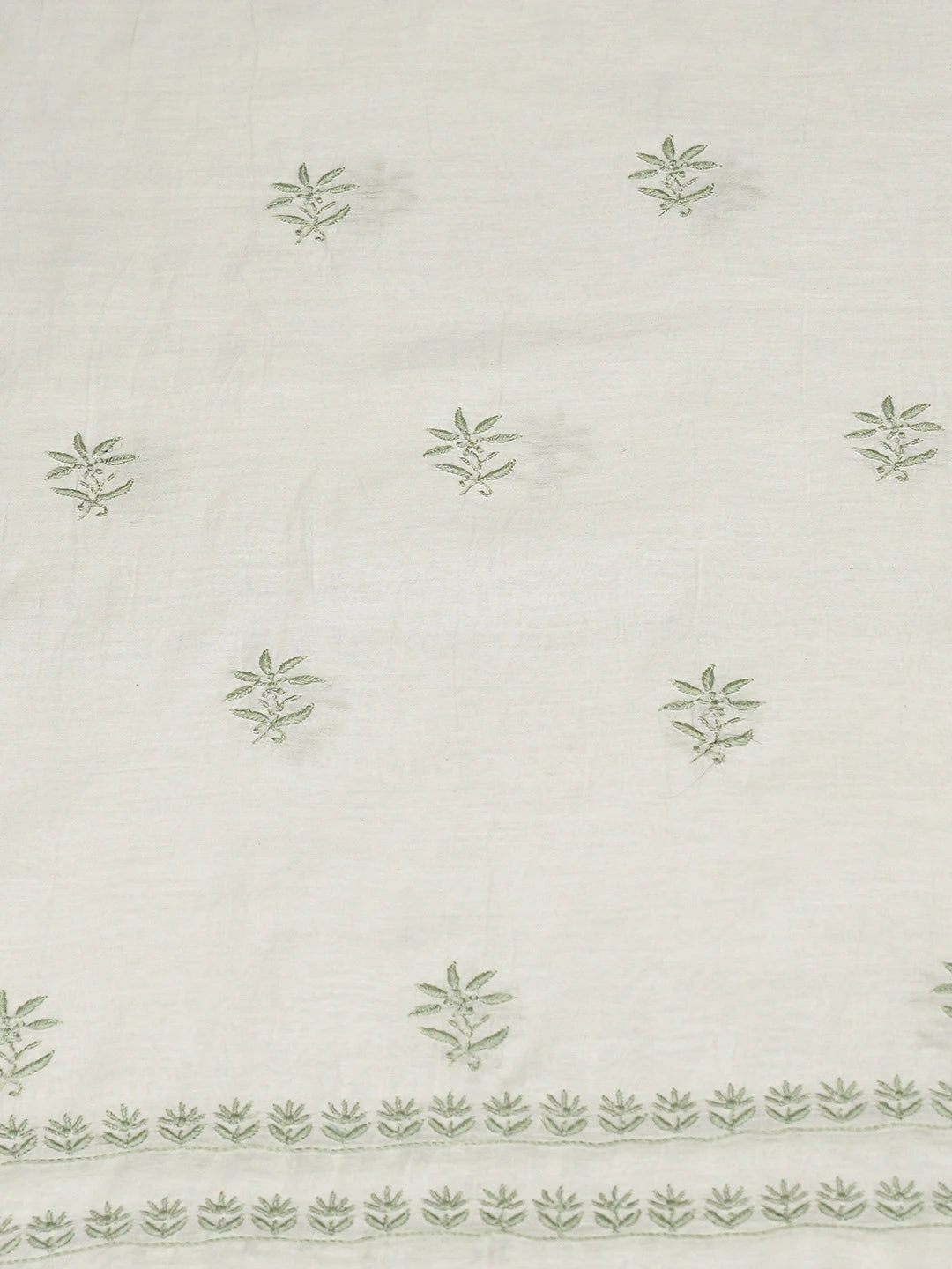 Ada Hand Embroidered White Chanderi Lucknowi Chikankari Unstitched Kurta Dupatta Set 01A821742