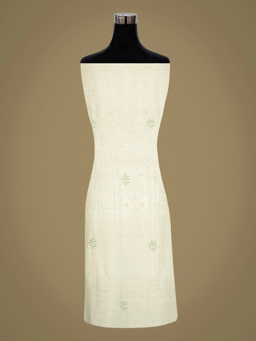 Ada Hand Embroidered White Chanderi Lucknowi Chikankari Unstitched Kurta Dupatta Set 01A821742