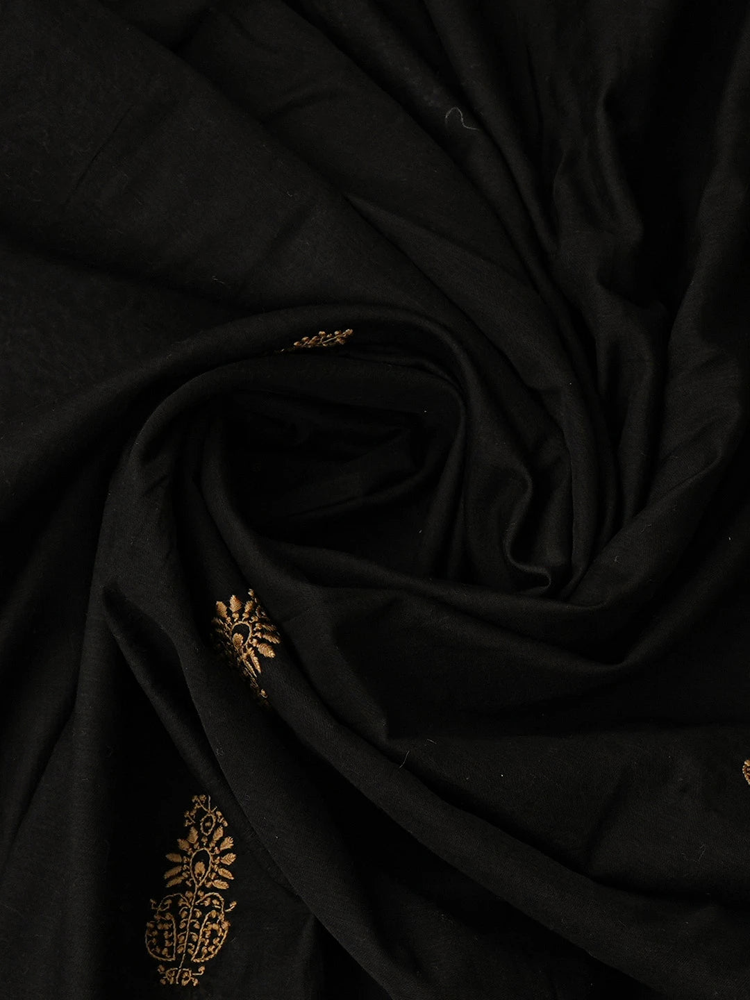 Ada Hand Embroidered Black Chanderi Lucknowi Chikankari Unstitched Kurta Dupatta Set 01A752339