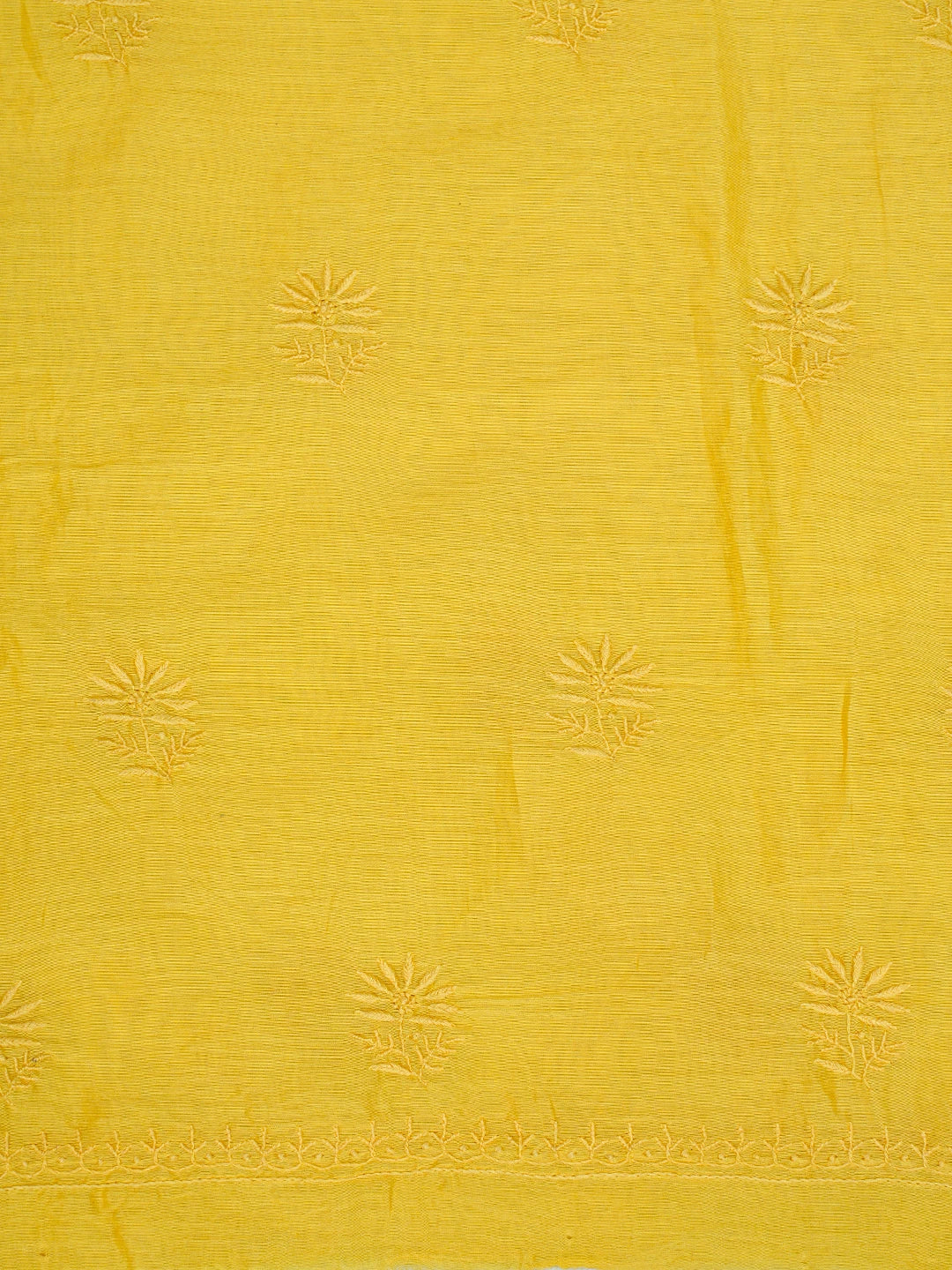 Ada Hand Embroidered Yellow Chanderi Lucknowi Chikankari Unstitched Kurta Dupatta Set 01A776153