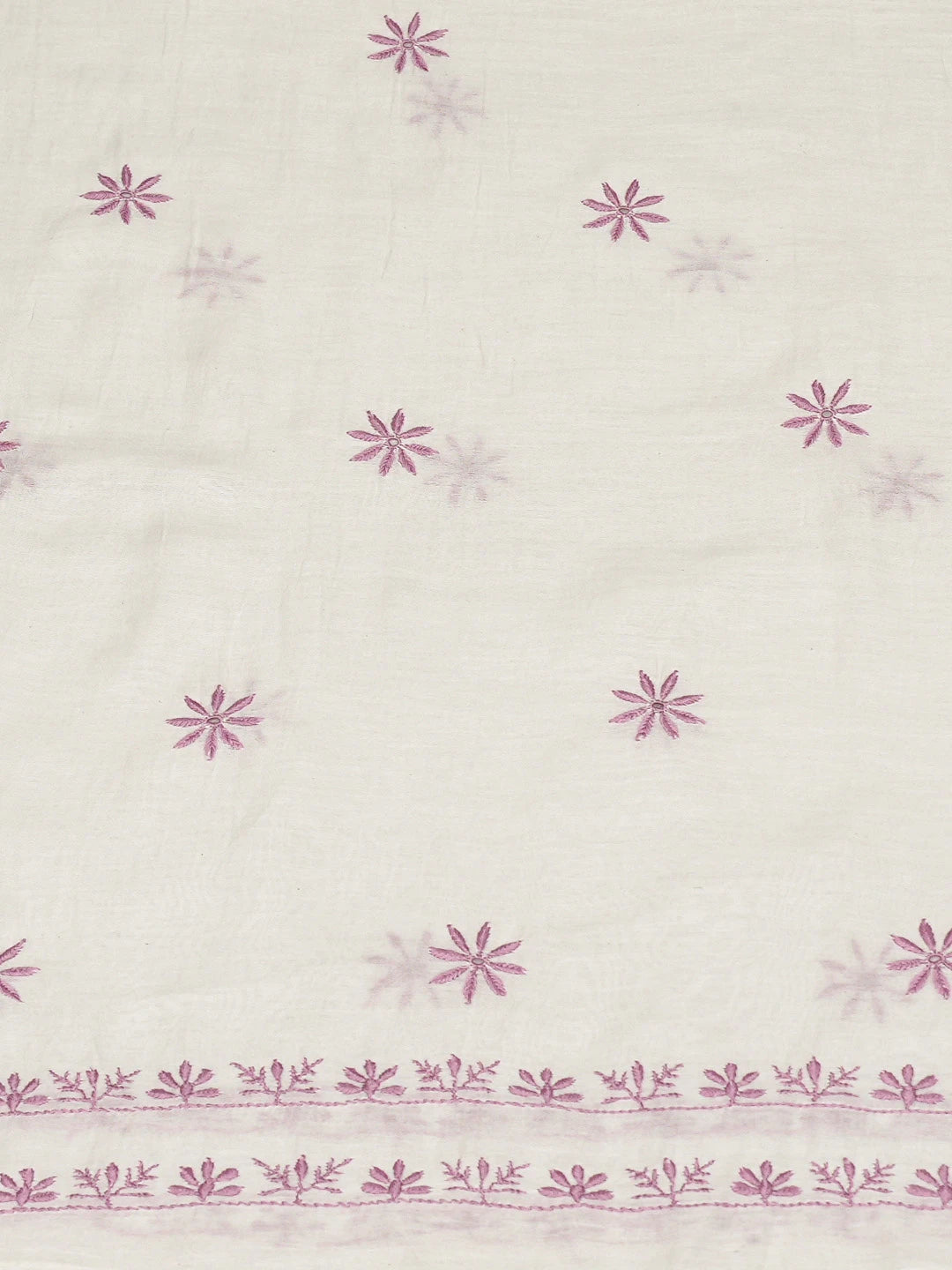 Ada Hand Embroidered White Chanderi Lucknowi Chikankari Unstitched Kurta Dupatta Set 01A821745