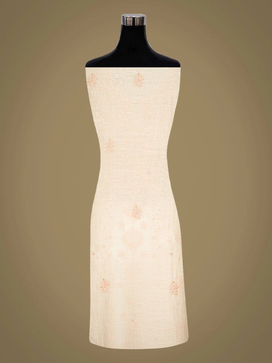 Ada Hand Embroidered White Chanderi Lucknowi Chikankari Unstitched Kurta Dupatta Set 08A500827