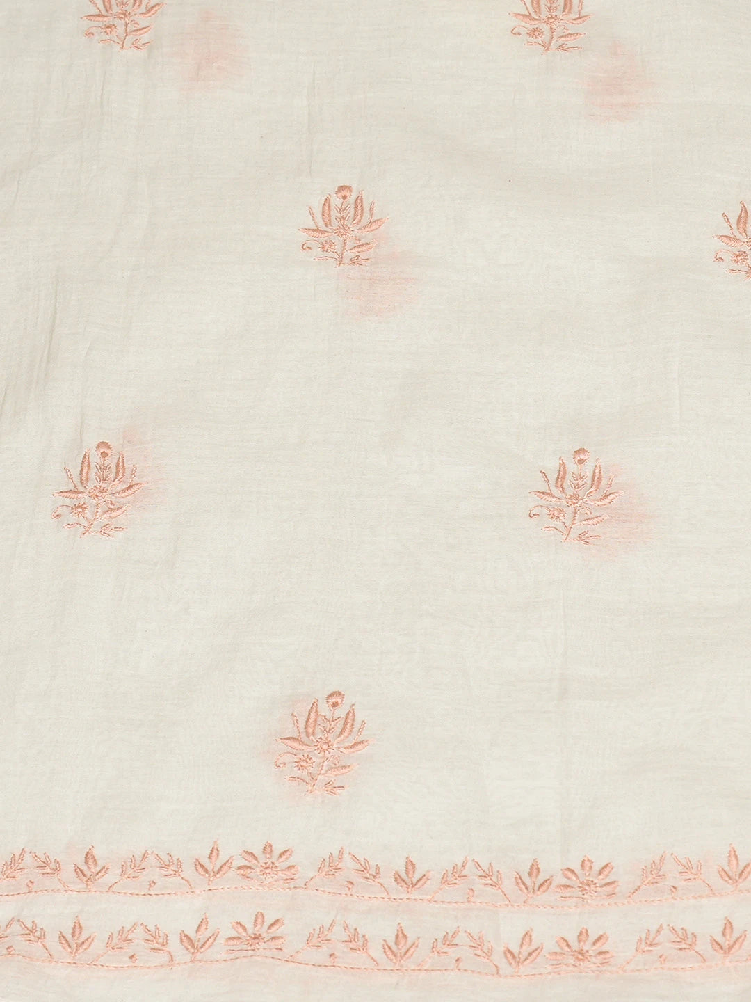 Ada Hand Embroidered White Chanderi Lucknowi Chikankari Unstitched Kurta Dupatta Set 08A500827