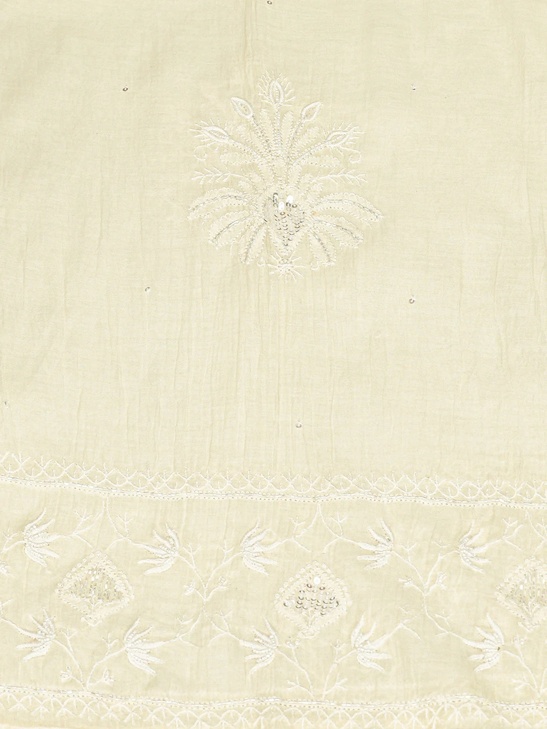 Ada Hand Embroidered Lemon Chanderi Lucknowi Chikankari Semi-stitched Kurta Dupatta Set With Cutdana Work 01A776869