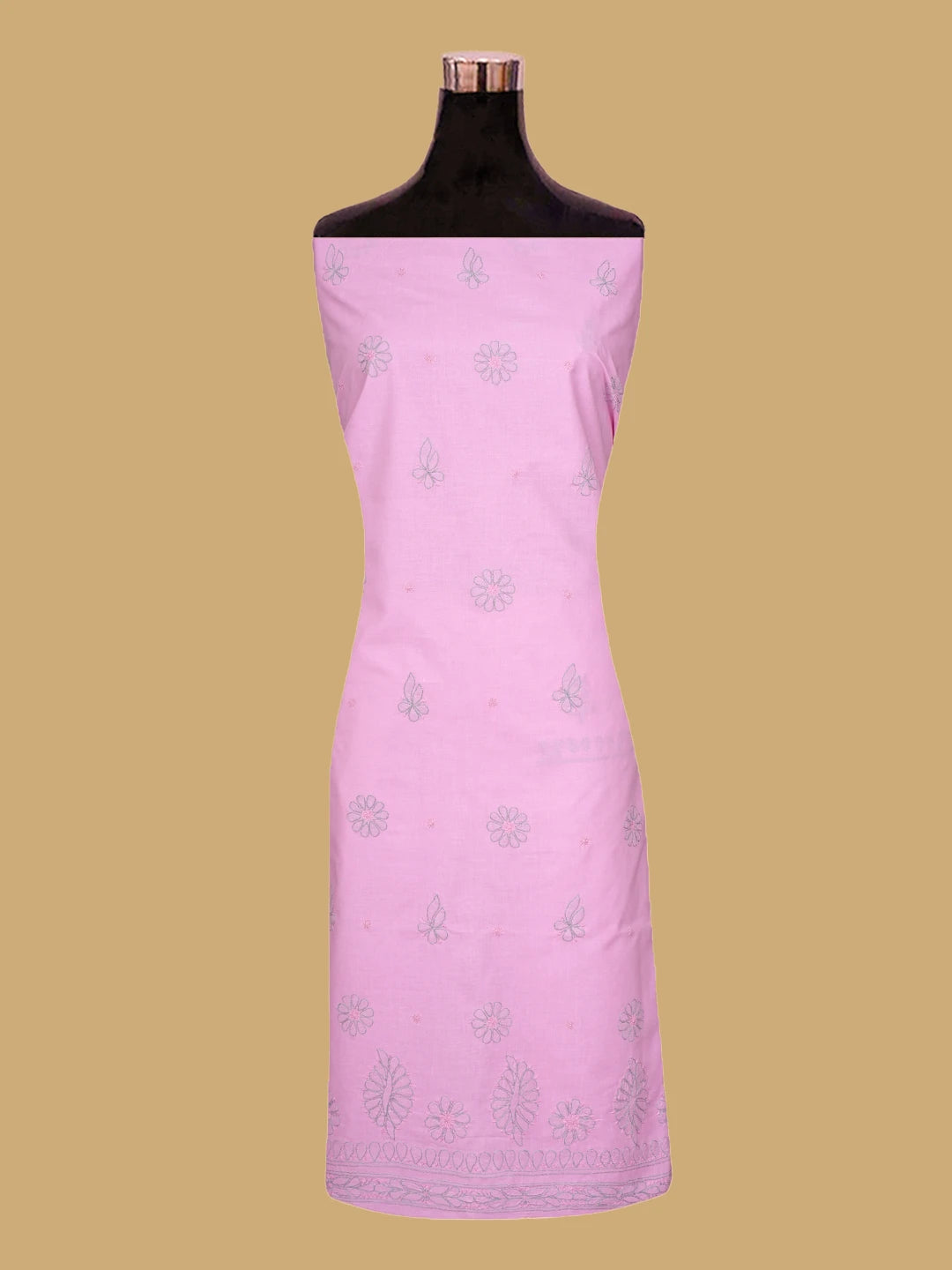 Ada Hand Embroidered Pink Cotton Lucknowi Chikankari Unstitched Suit Piece 01A818715