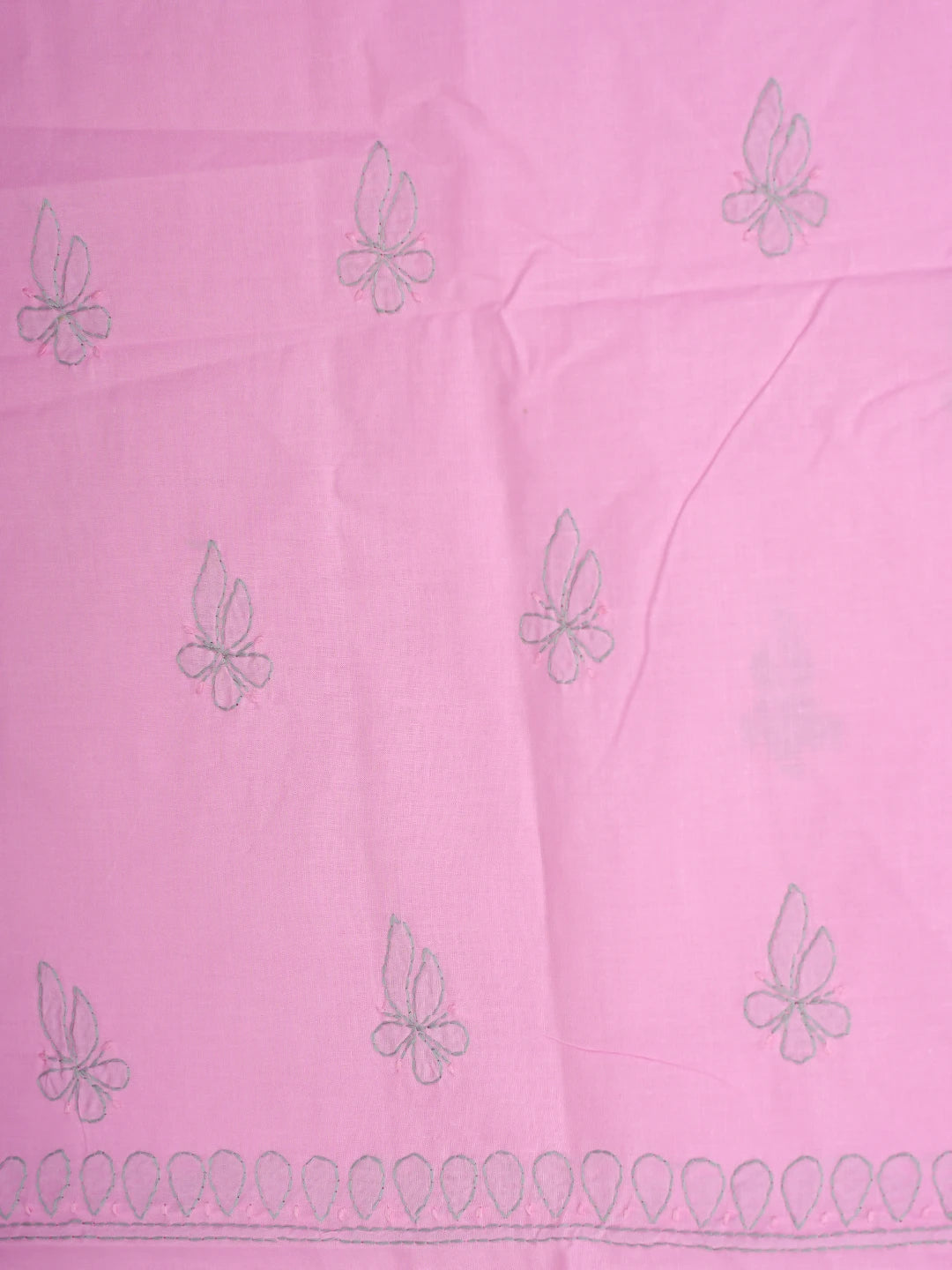 Ada Hand Embroidered Pink Cotton Lucknowi Chikankari Unstitched Suit Piece 01A818715