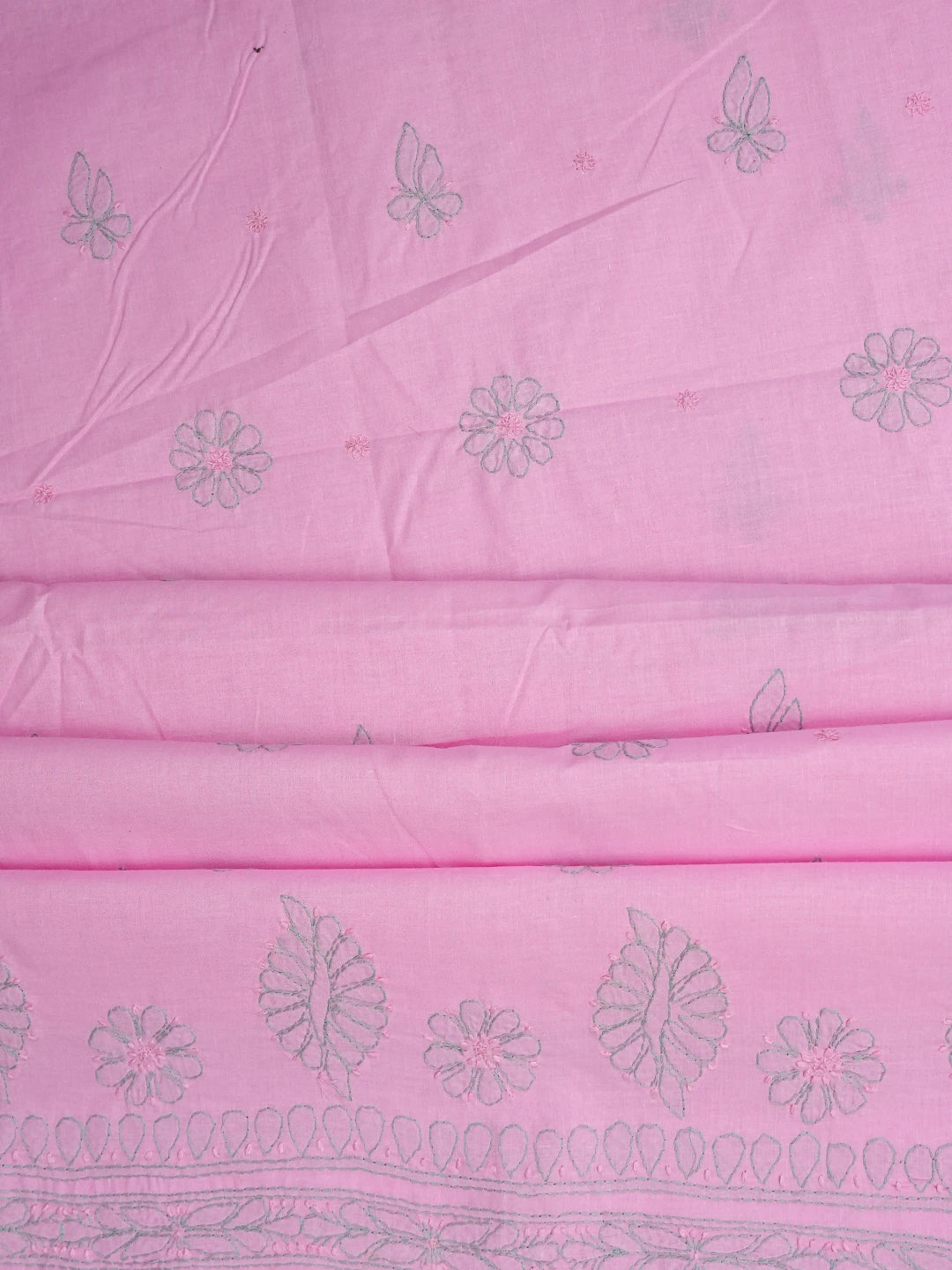 Ada Hand Embroidered Pink Cotton Lucknowi Chikankari Unstitched Suit Piece 01A818715