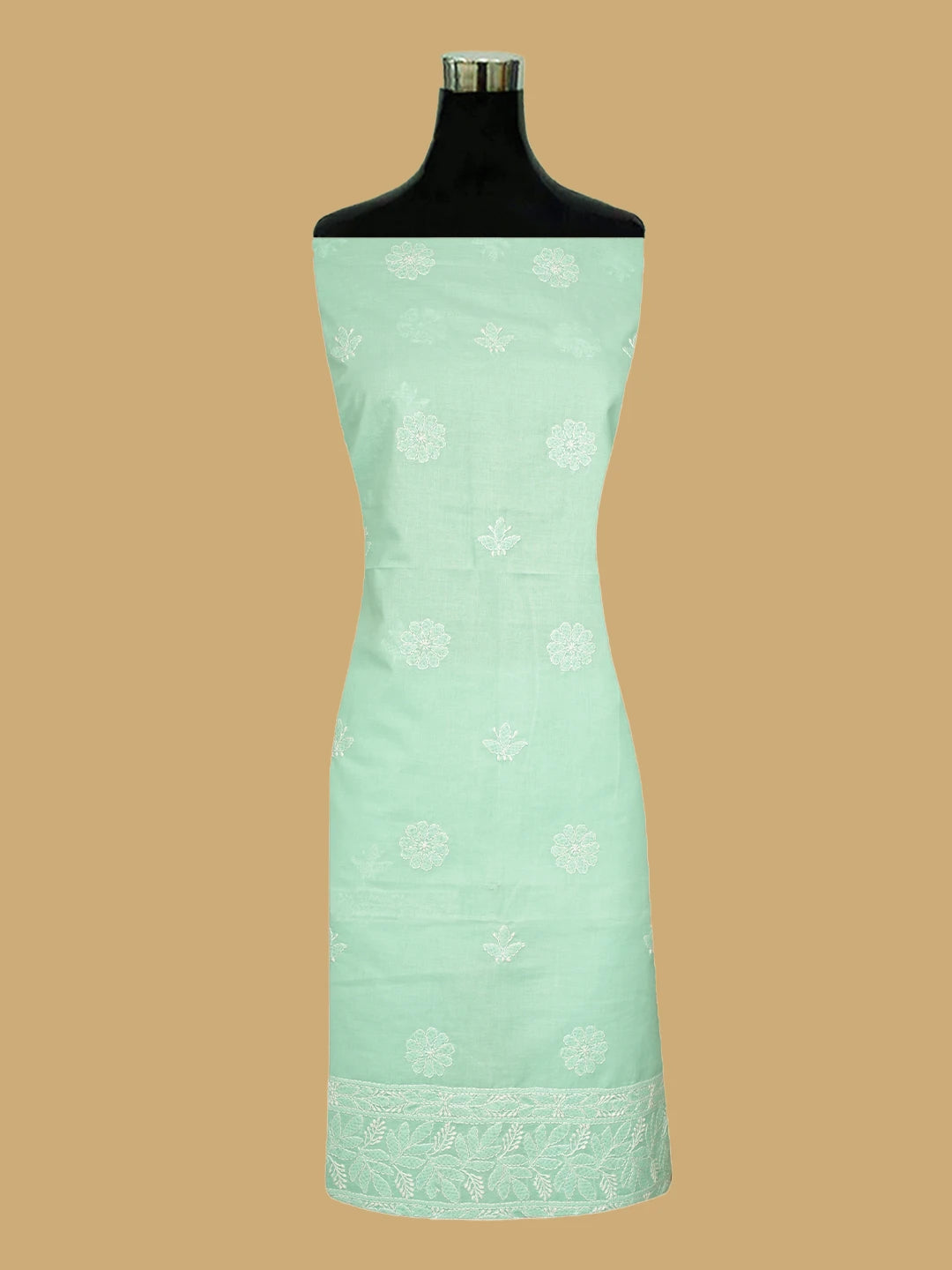 Ada Hand Embroidered Light Green Cotton Lucknowi Chikankari Unstitched Suit Piece 01A818681