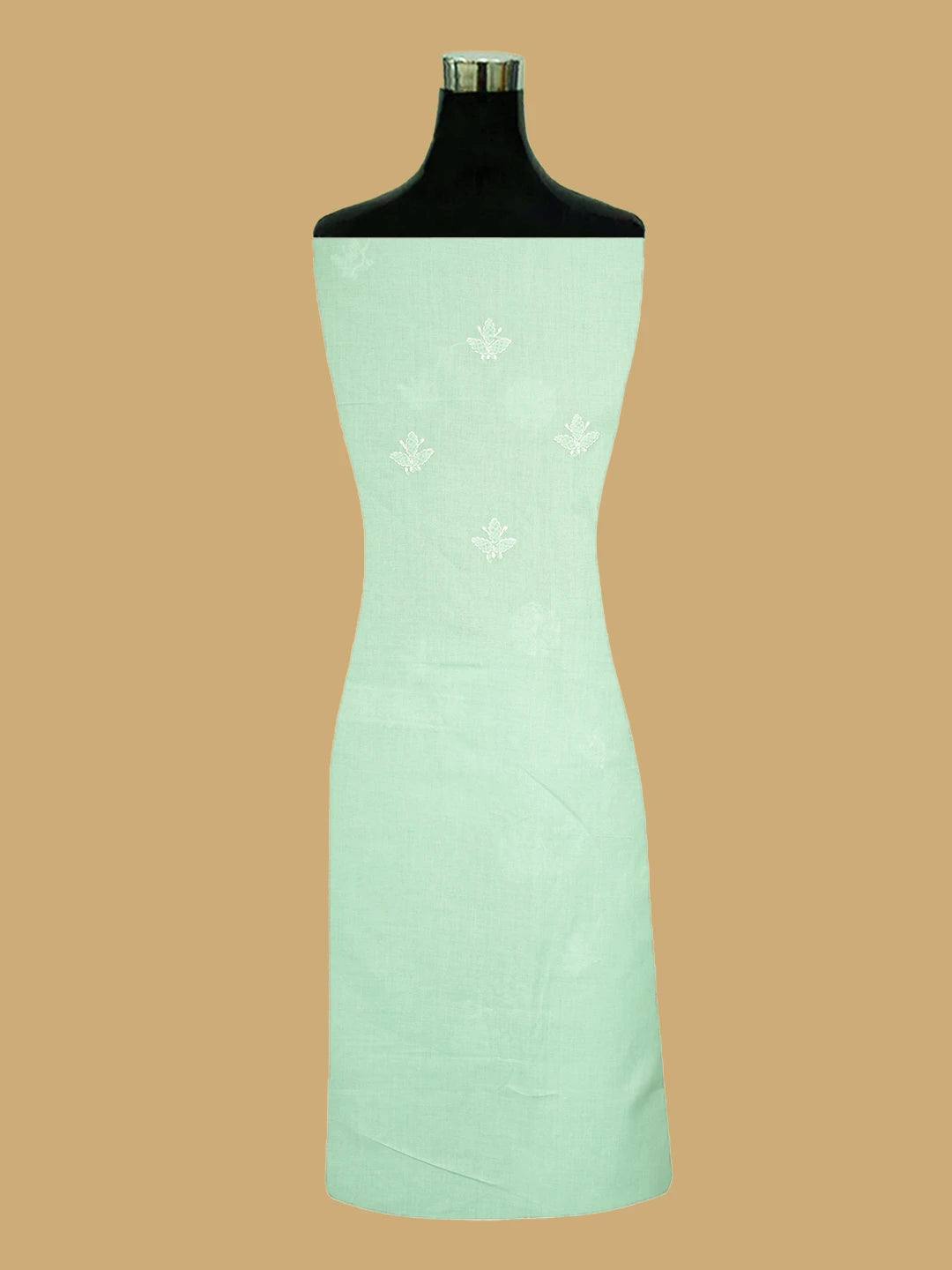 Ada Hand Embroidered Light Green Cotton Lucknowi Chikankari Unstitched Suit Piece 01A818681
