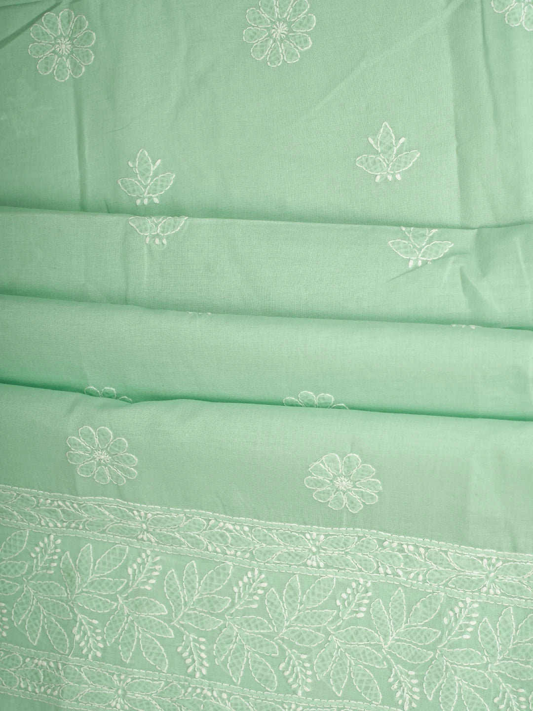 Ada Hand Embroidered Light Green Cotton Lucknowi Chikankari Unstitched Suit Piece 01A818681