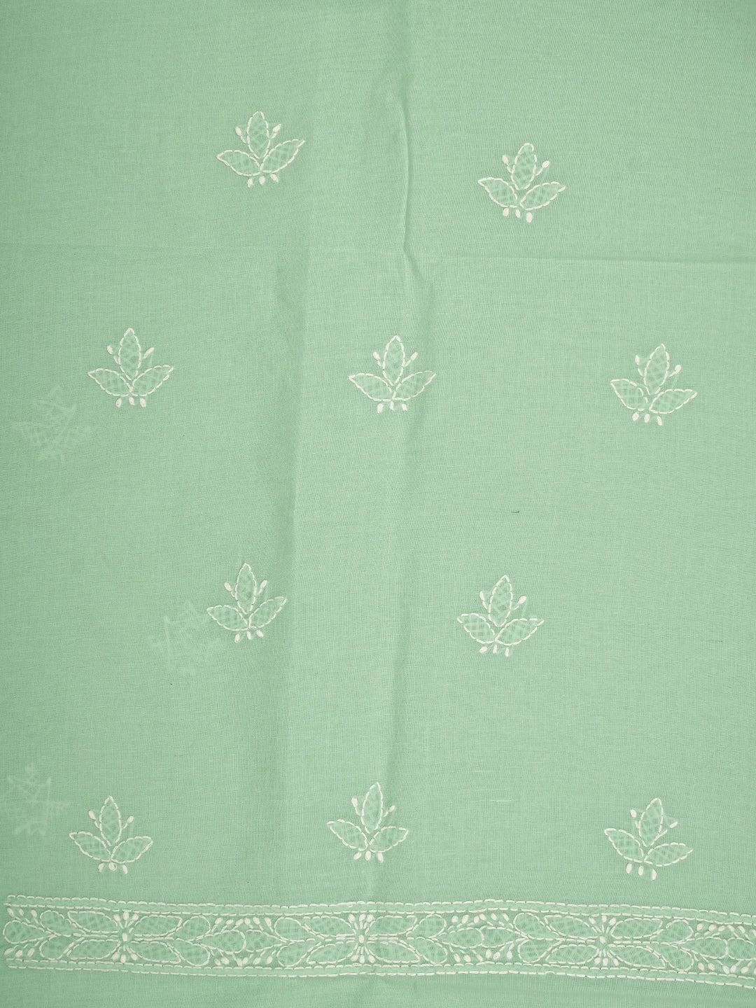 Ada Hand Embroidered Light Green Cotton Lucknowi Chikankari Unstitched Suit Piece 01A818681