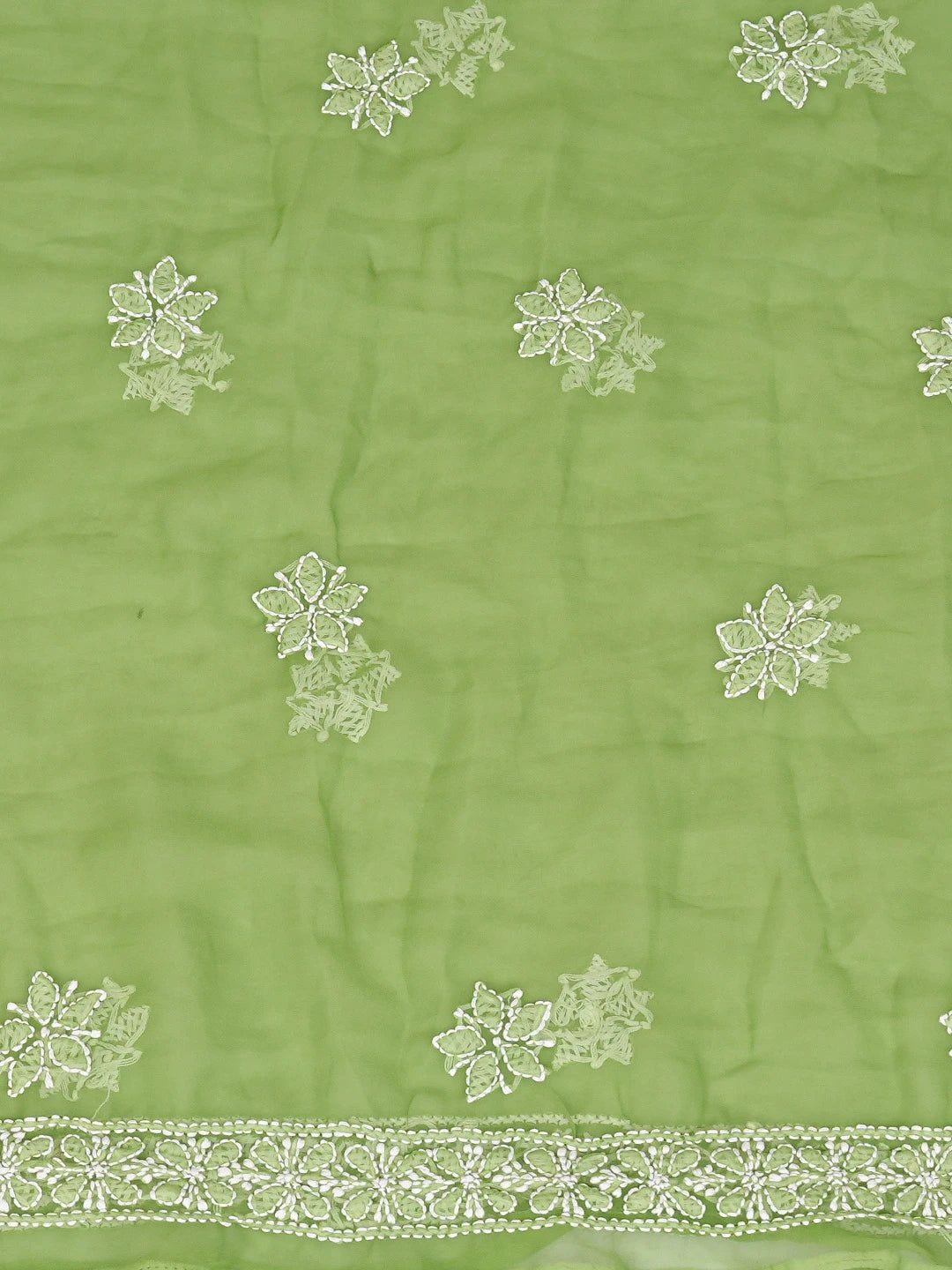 Ada Hand Embroidered Green Georgette Lucknowi Chikankari Unstitched Suit Piece 01A823819