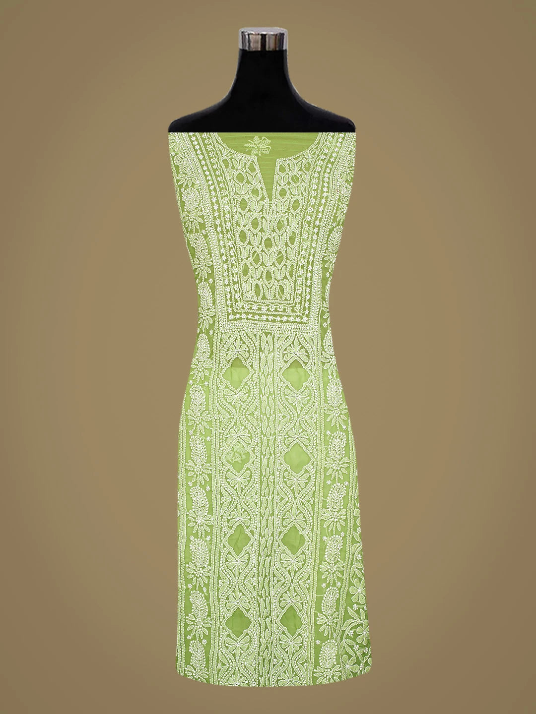 Ada Hand Embroidered Green Georgette Lucknowi Chikankari Unstitched Suit Piece 01A823819