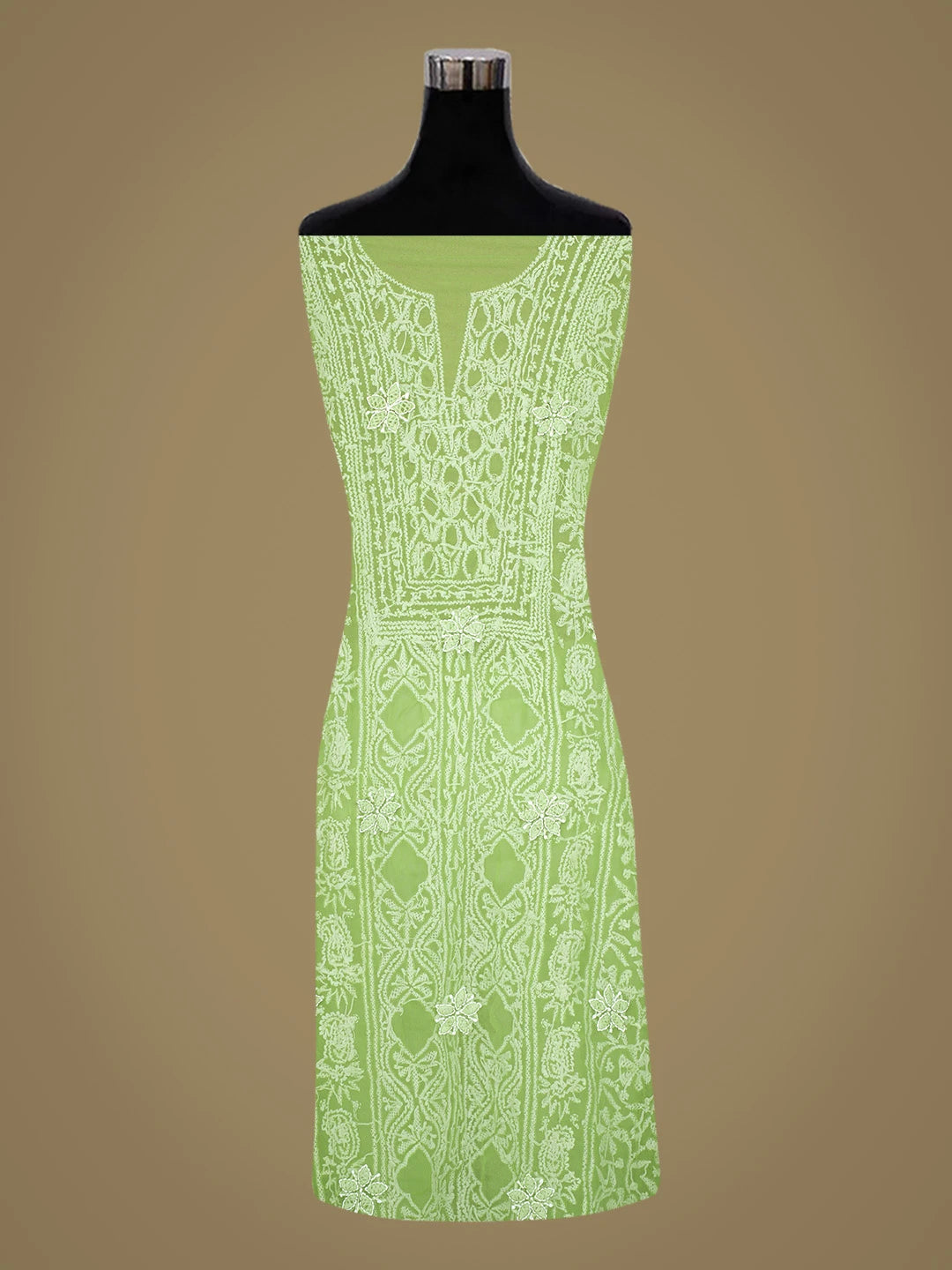 Ada Hand Embroidered Green Georgette Lucknowi Chikankari Unstitched Suit Piece 01A823819