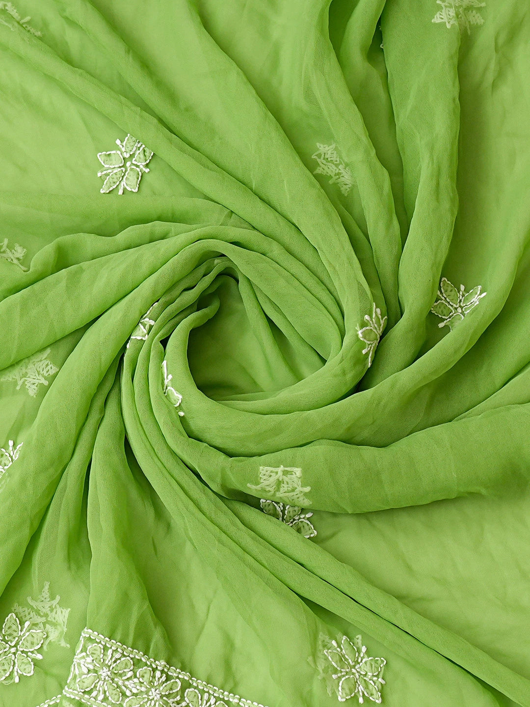 Ada Hand Embroidered Green Georgette Lucknowi Chikankari Unstitched Suit Piece 01A823819