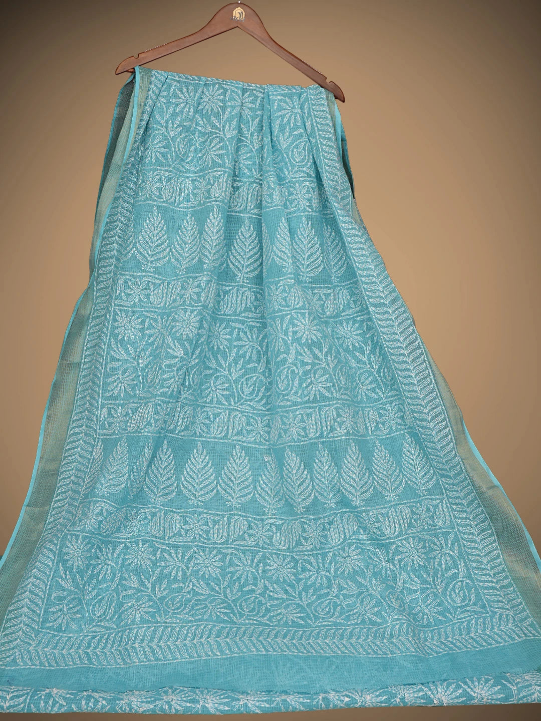Ada Hand Embroidered Blue Kota Lucknowi Chikankari Saree and Blouse 01A767517