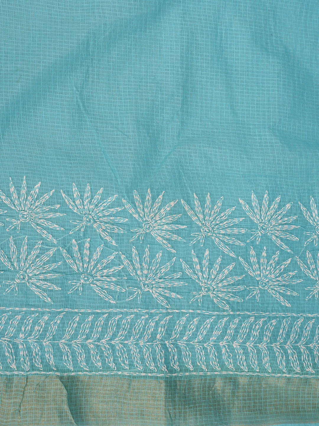 Ada Hand Embroidered Blue Kota Lucknowi Chikankari Saree and Blouse 01A767517