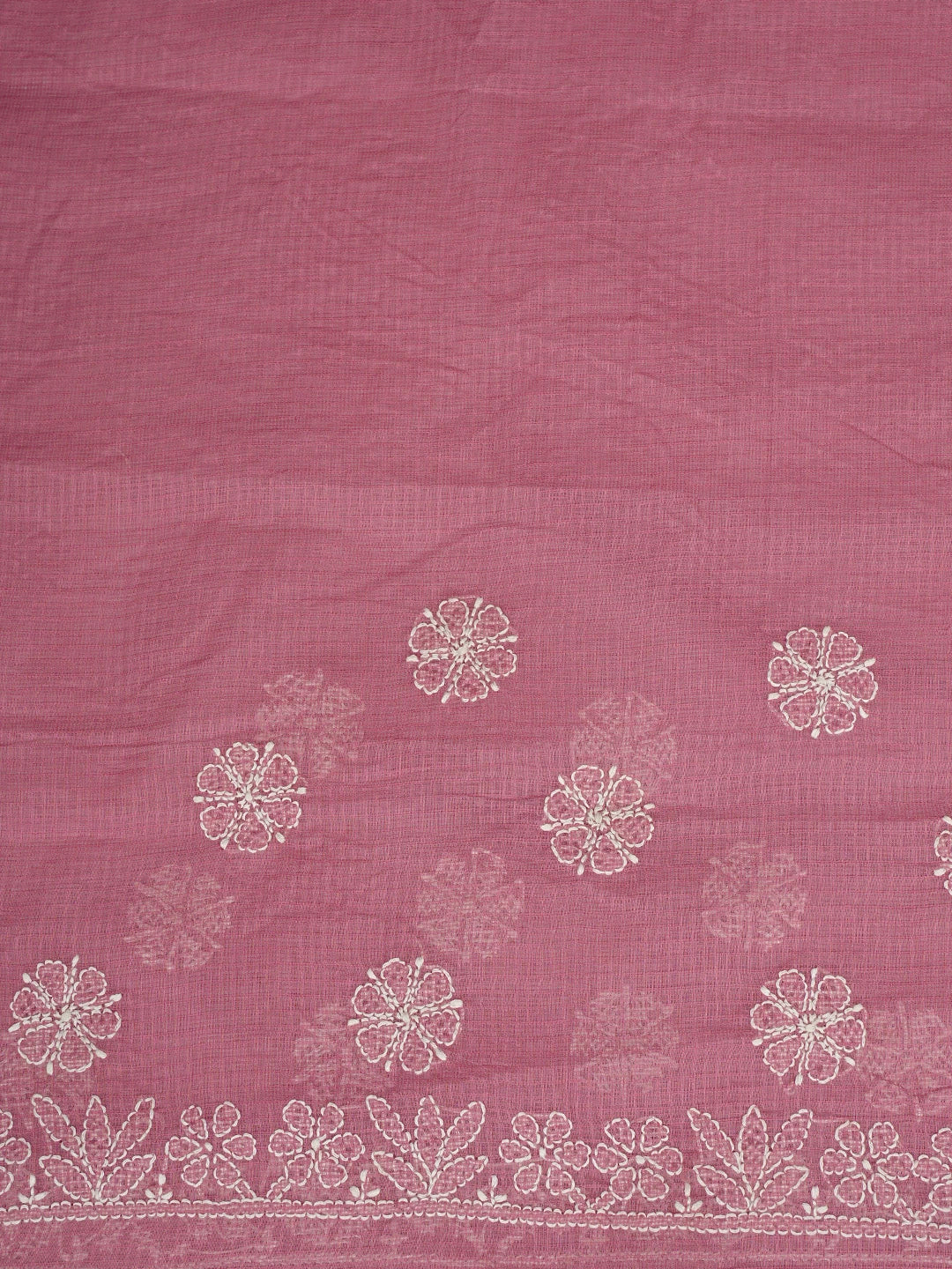 Ada Hand Embroidered Onion Pink Kota Lucknowi Chikankari Saree and Blouse 01A795270