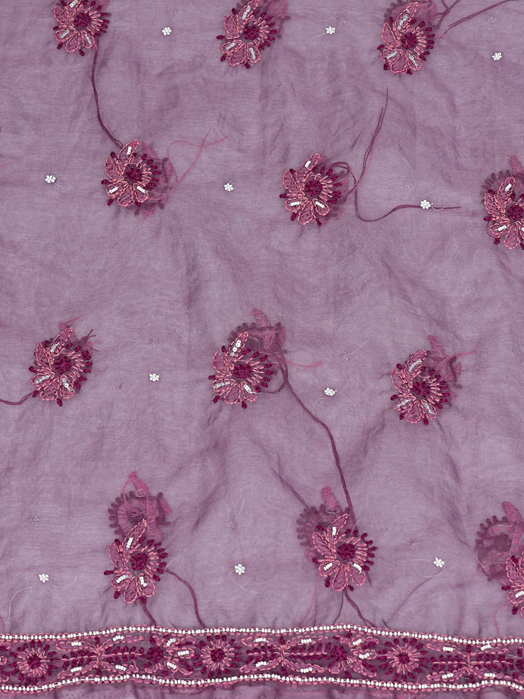 Ada Hand Embroidered Purple Organza Lucknowi Chikankari Unstitched Kurta Dupatta Set With Pearl Work 01A751876