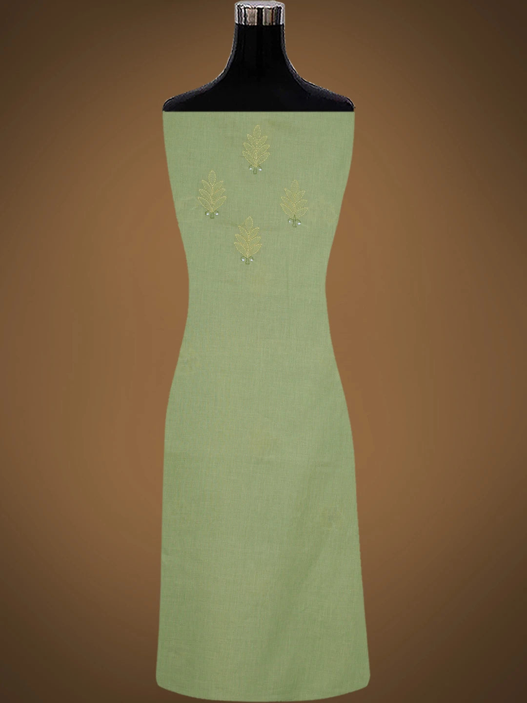 Ada Hand Embroidered Green Cotton Lucknowi Chikankari Unstitched Suit Piece 01A818801