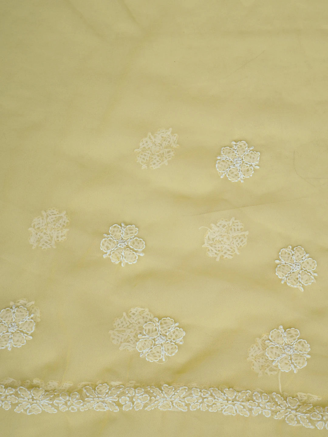 Ada Hand Embroidered Yellow Georgette Lucknowi Chikankari Saree and Blouse 01A823318
