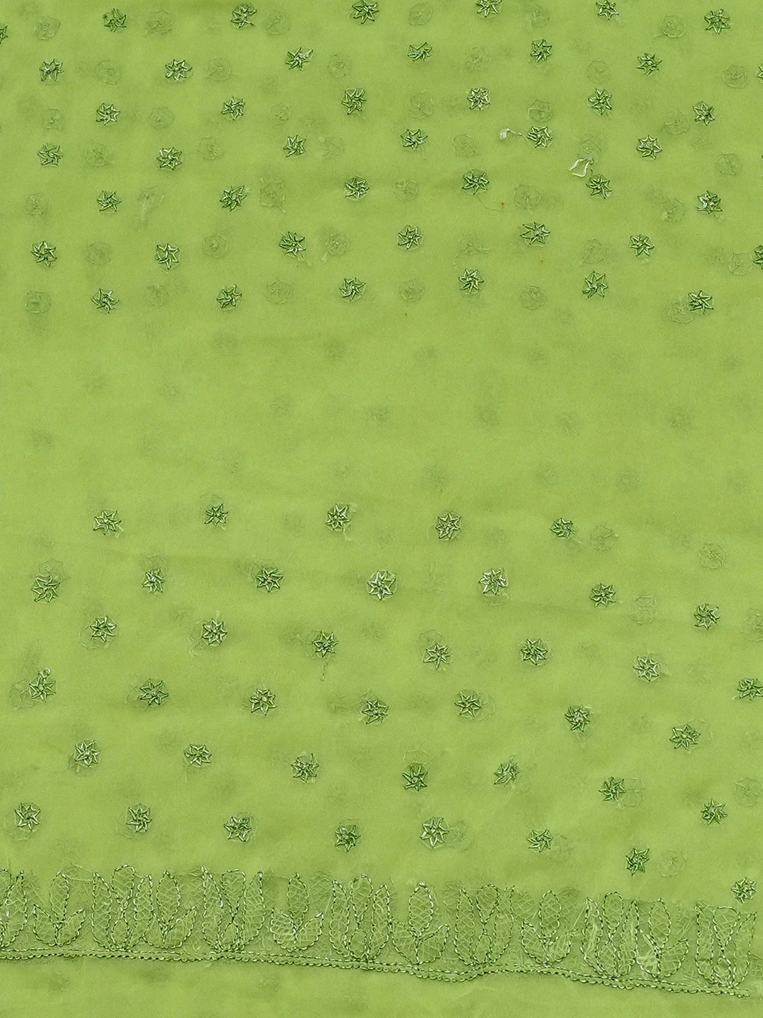 Ada Hand Embroidered Green Georgette Lucknowi Chikankari Saree and Blouse 01A823572