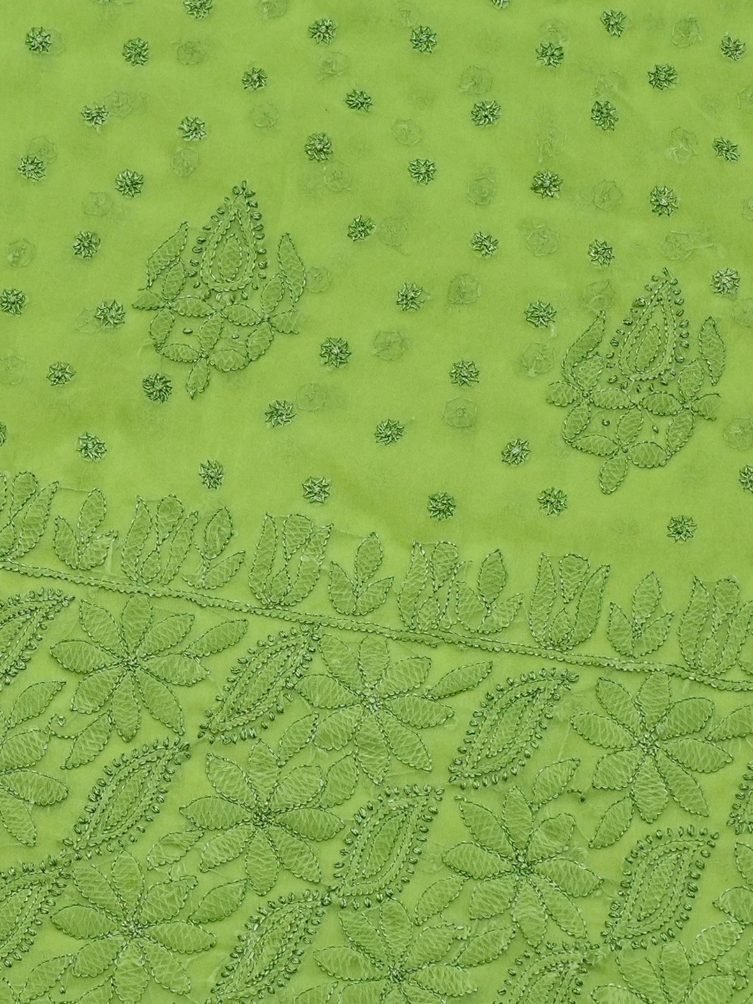 Ada Hand Embroidered Green Georgette Lucknowi Chikankari Saree and Blouse 01A823572