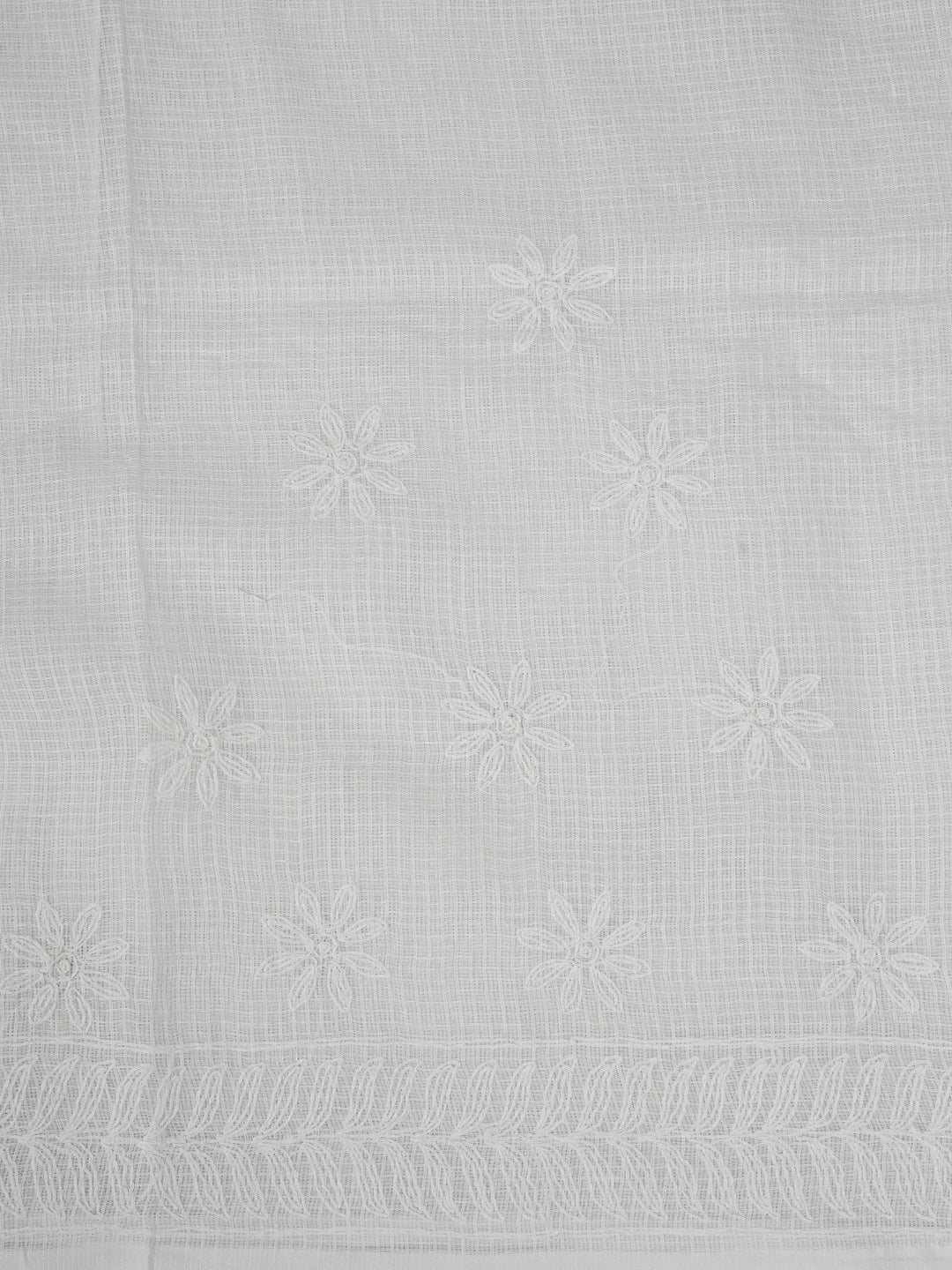 Ada Hand Embroidered White Kota Lucknowi Chikankari Saree and Blouse 01A754315