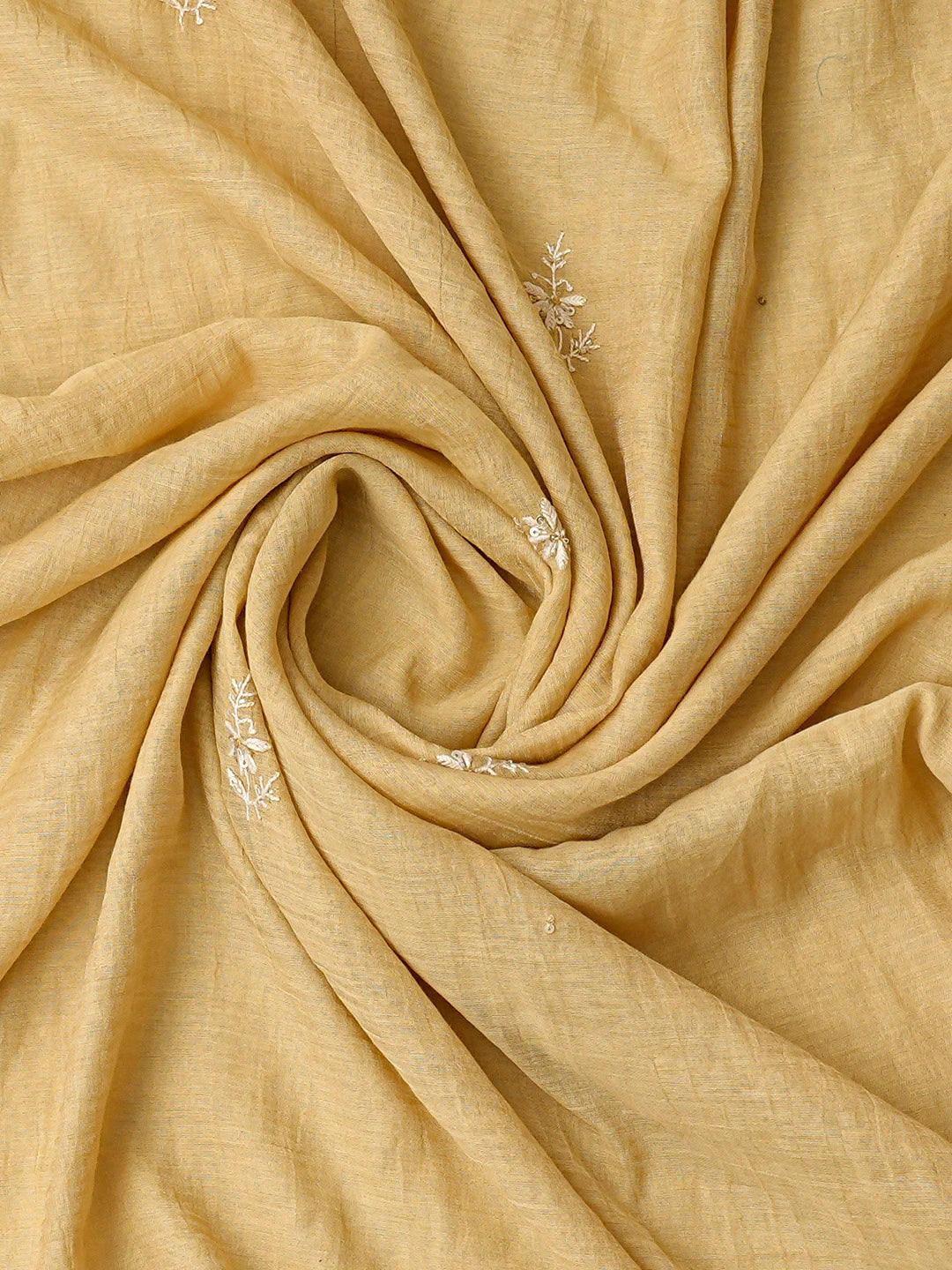 Ada Hand Embroidered Fawn Tissue Lucknowi Chikankari Unstitched Kurta Dupatta Set With Cutdana Work 01A718653