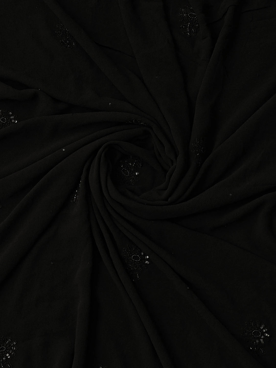 Ada Hand Embroidered Black Pure Georgette Lucknowi Chikankari Unstitched Kurta Dupatta Set With Cutdana Work 01A736440