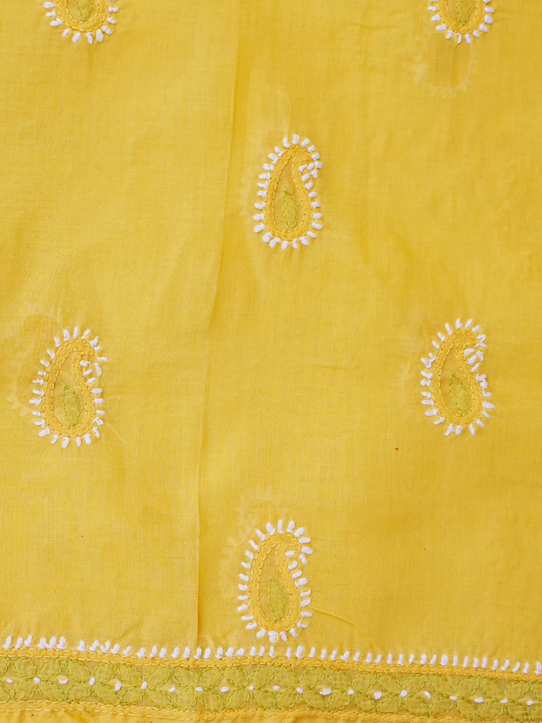 Ada Hand Embroidered Yellow Cotton Lucknowi Chikankari Unstitched Suit Piece 01A818833