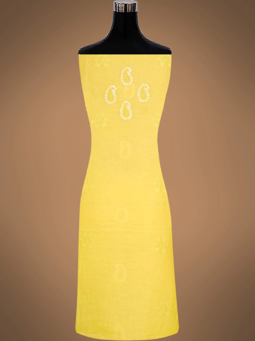 Ada Hand Embroidered Yellow Cotton Lucknowi Chikankari Unstitched Suit Piece 01A818833