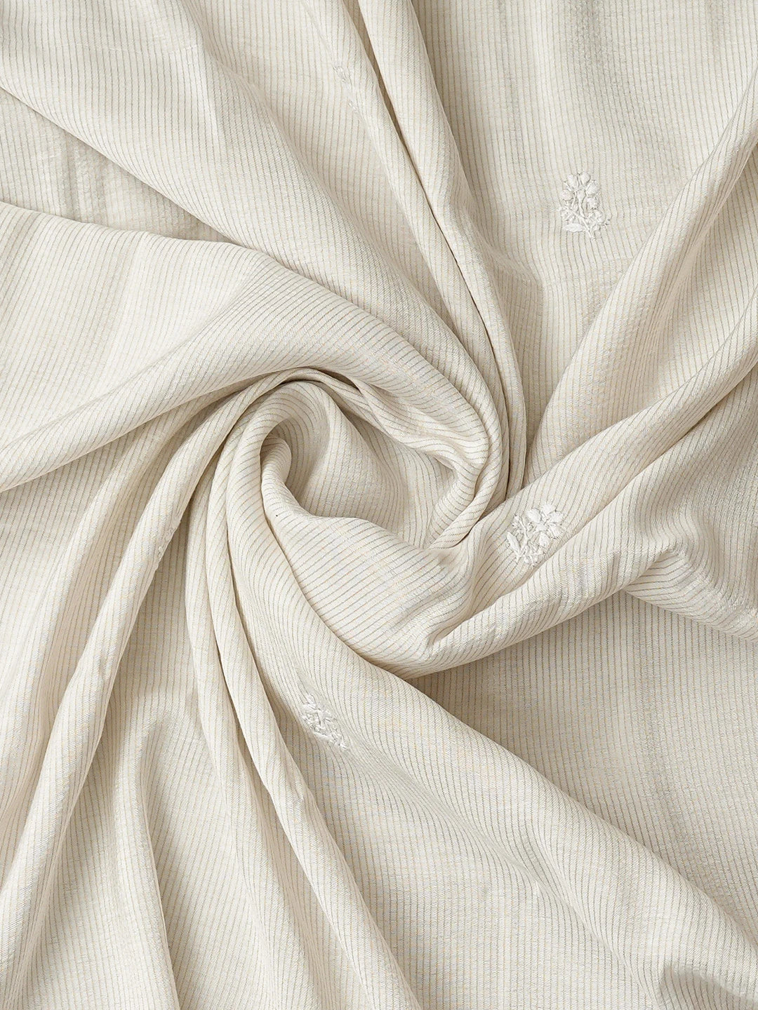 Ada Hand Embroidered Ivory White Chanderi Lucknowi Chikankari Unstitched Kurta Dupatta Set With Cutdana Work 01A737558