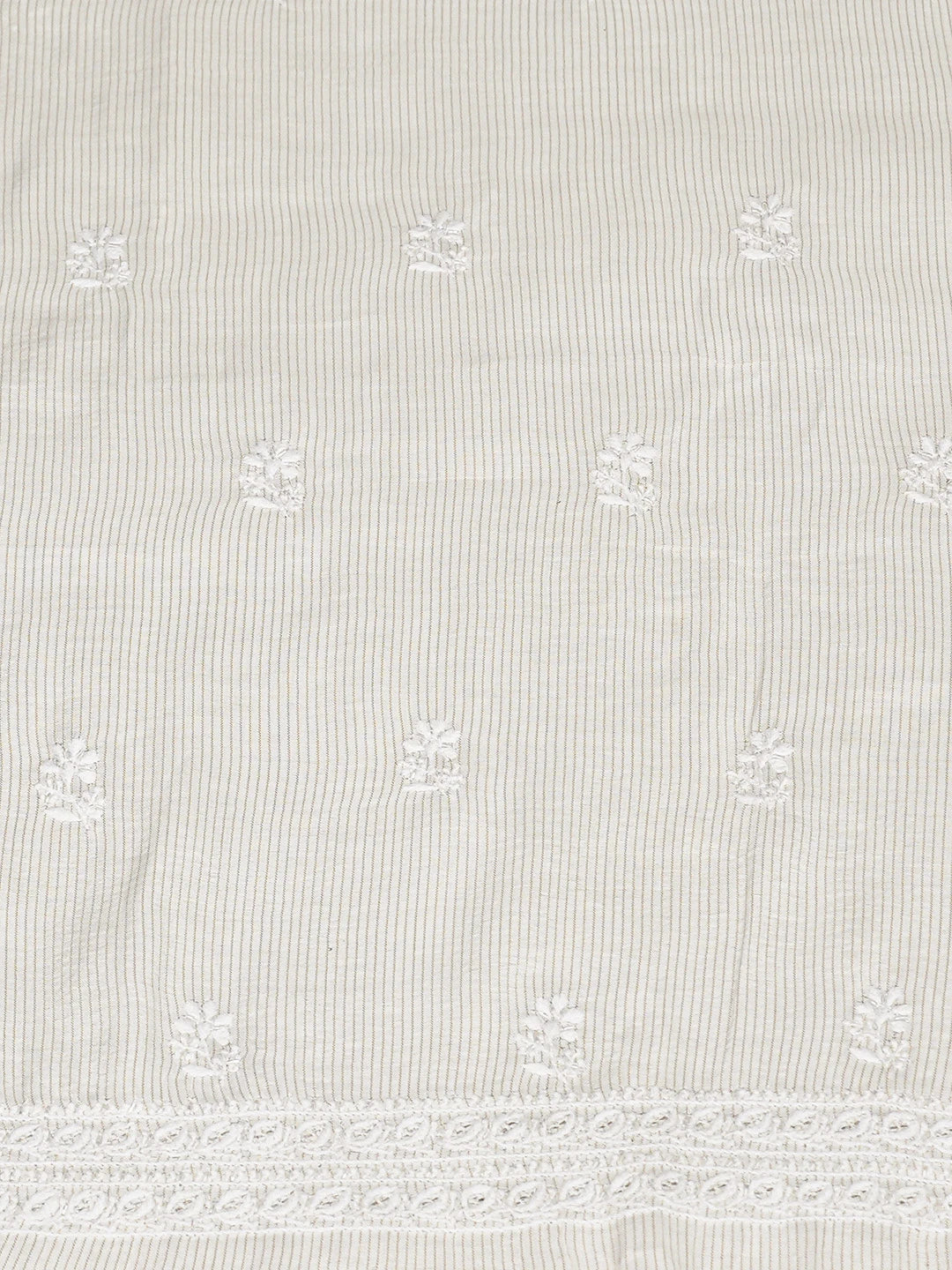 Ada Hand Embroidered Ivory White Chanderi Lucknowi Chikankari Unstitched Kurta Dupatta Set With Cutdana Work 01A737558