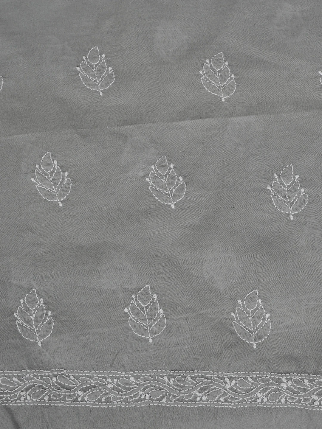 Ada Hand Embroidered Grey Cotton Lucknowi Chikankari Unstitched Suit Piece 01A818606