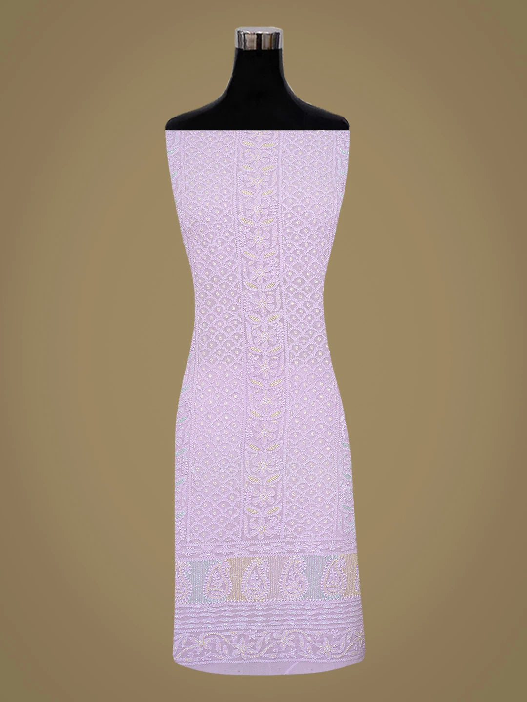 Ada Hand Embroidered Lavender Viscose Georgette Lucknowi Chikankari Unstitched Kurta Dupatta Set With Cutdana Work 01A784863